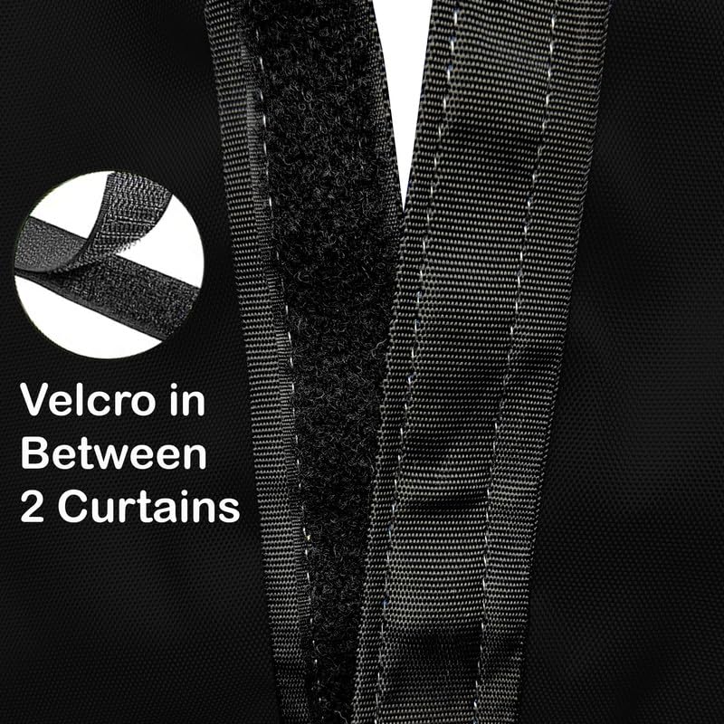 Image of Polyester with PVC Fabric Outdoor Waterproof Curtain with Top Eyelet Protect from AC, Sun, Dust & Rain Used for Balcony, Door & Window (Black Color 4.5 X 8 Feet, Pack of 2 Piece)