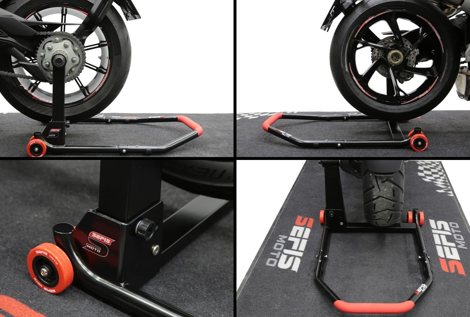 SEFIS M22 klappbarer hinterer Einarm Montageständer für Monoschwingen - linksseitig Motorradheber Serviceständer Heck Montageständer Hinten Motorrad Aufbocken (für Diavel/XDiavel)