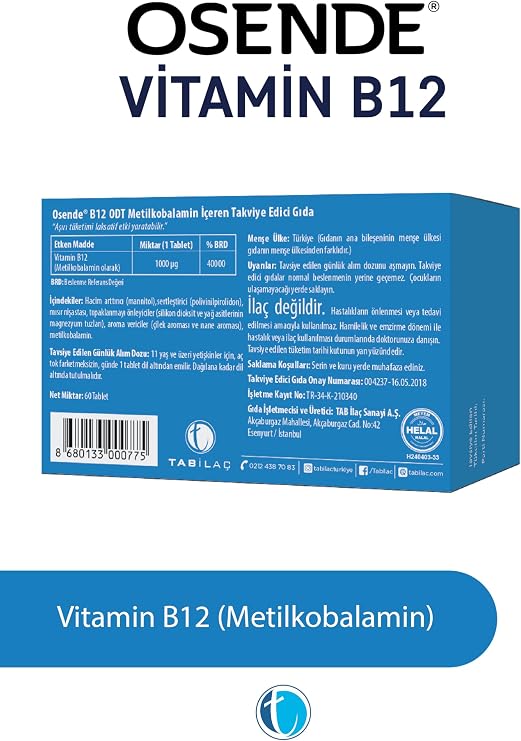 Osende Vitamin B12 60 Tablets