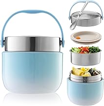 Récipient isotherme pour aliments Capacité 1200ml Récipient de maintien au chaud Bol isotherme pour repas avec couvercle Boîte à lunch pour la conservation du,Soupes,Bouillie (Bleu)