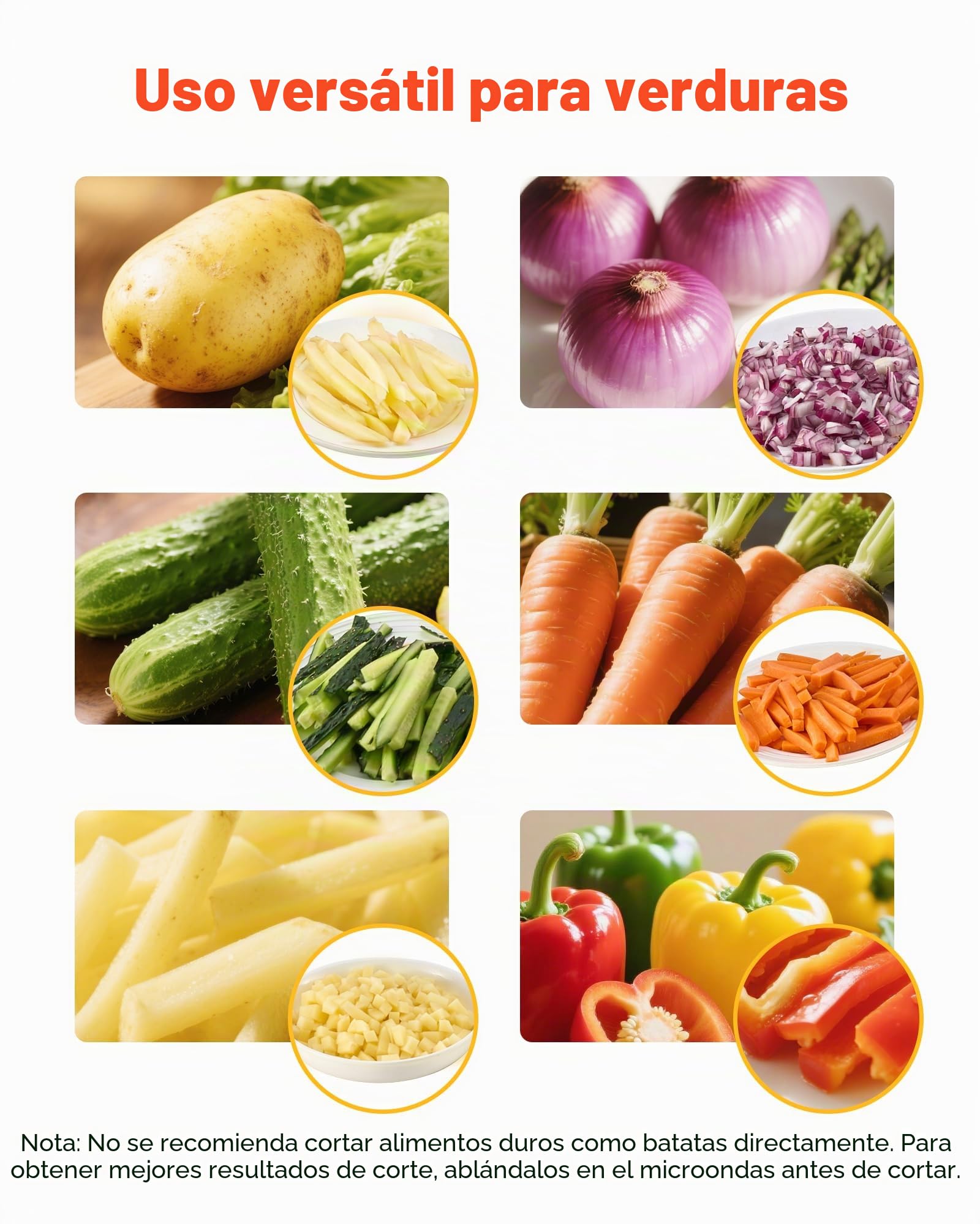 VEVOR Cortador de Papas Fritas Picador de Frutas y Verduras de Acero Inoxidable con 3 Cuchillas de Repuesto de 12,7/9,525/6,35 mm Cortador Manual de Papas para Restaurantes, Cocinas Domésticas