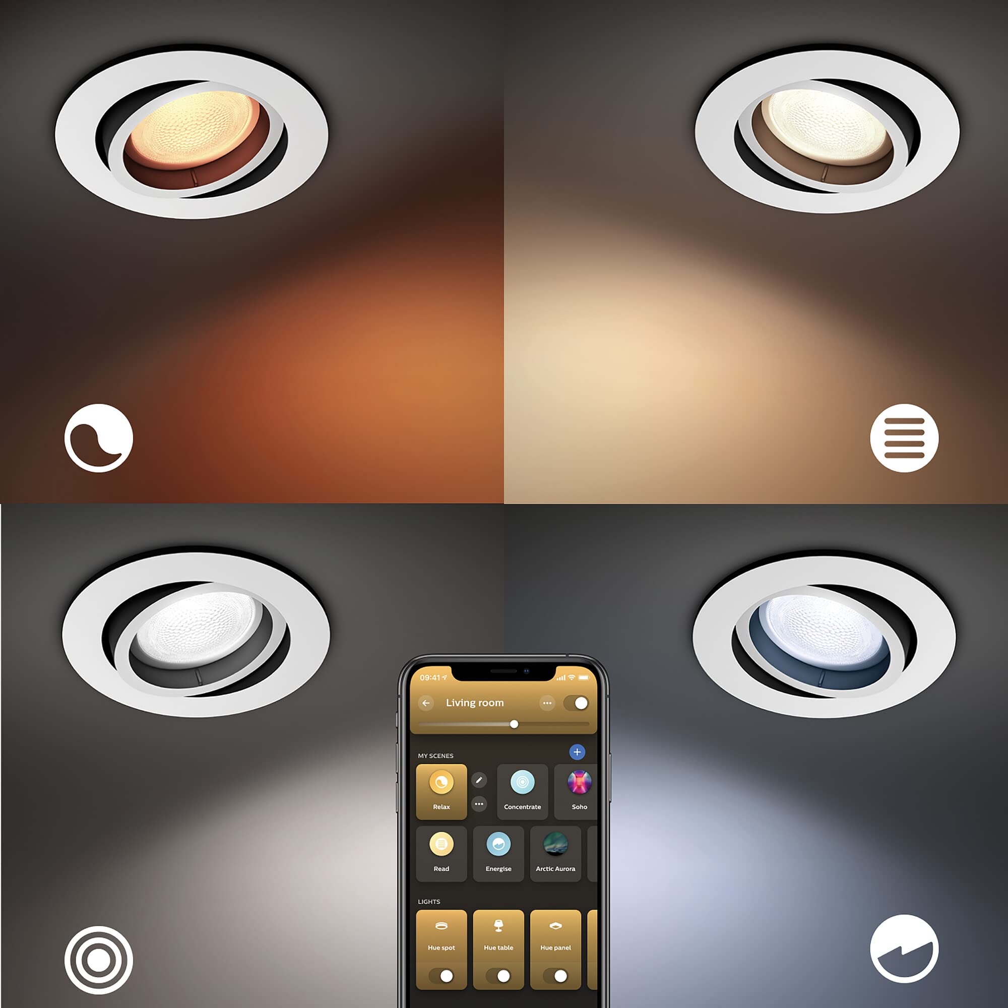 Philips Hue Lámpara, Hue Milliskin, Foco Empotrable LED Inteligente, Luz Blanca de Cálida a Fría, Compatible con Alexa y Google Home, Color (929003045001)