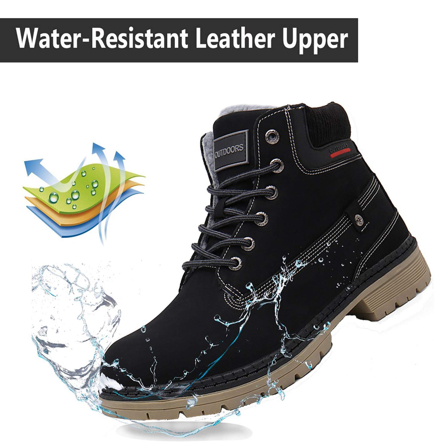 Stivali Uomo Donna Inverno Scarpe da Neve Caldi Snow Boots Impermeabili Stivaletti Pelliccia Stringate Outdoor