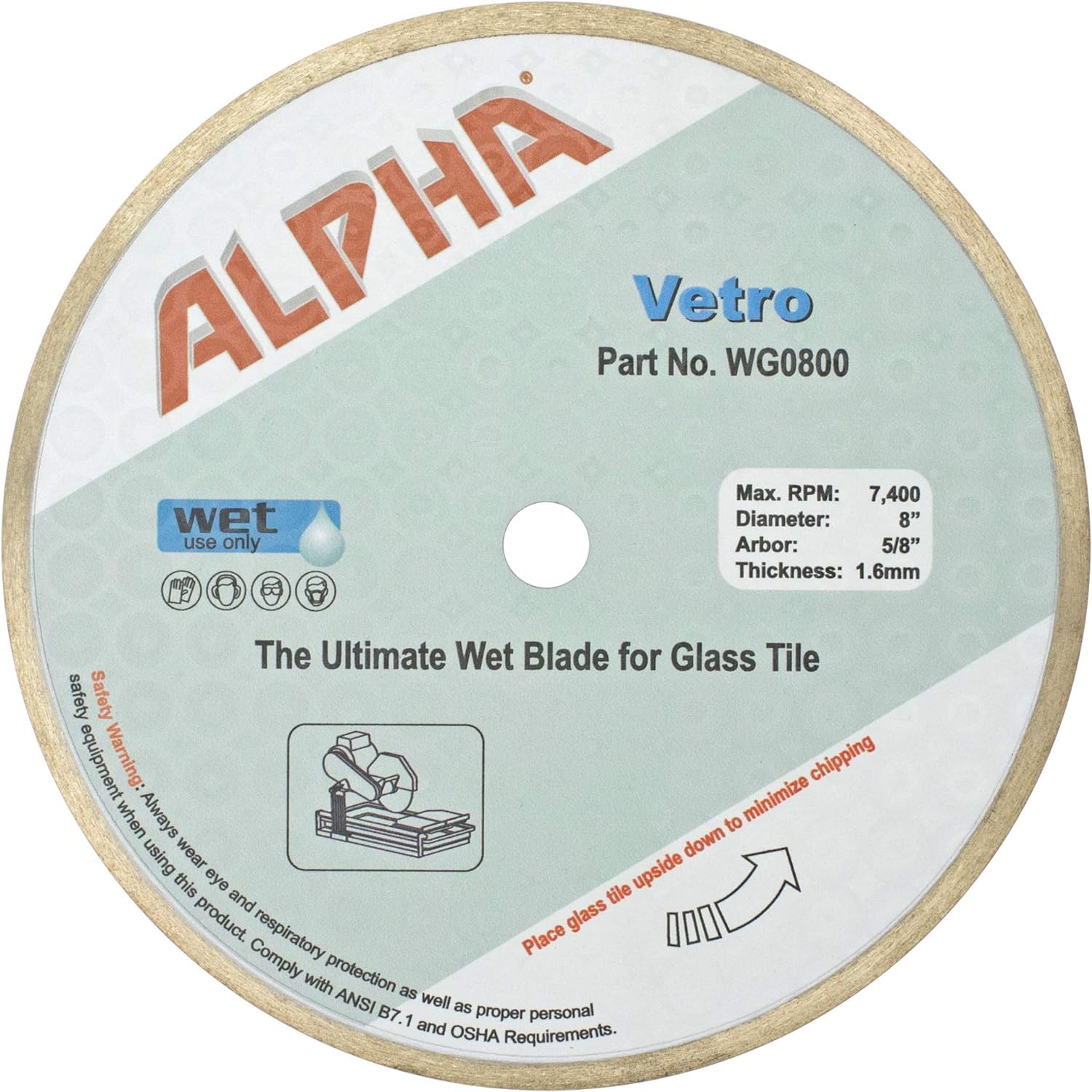 Alpha Tools Vetro Diamond Glass Blade Wet Cutting for Glass and Porcelain