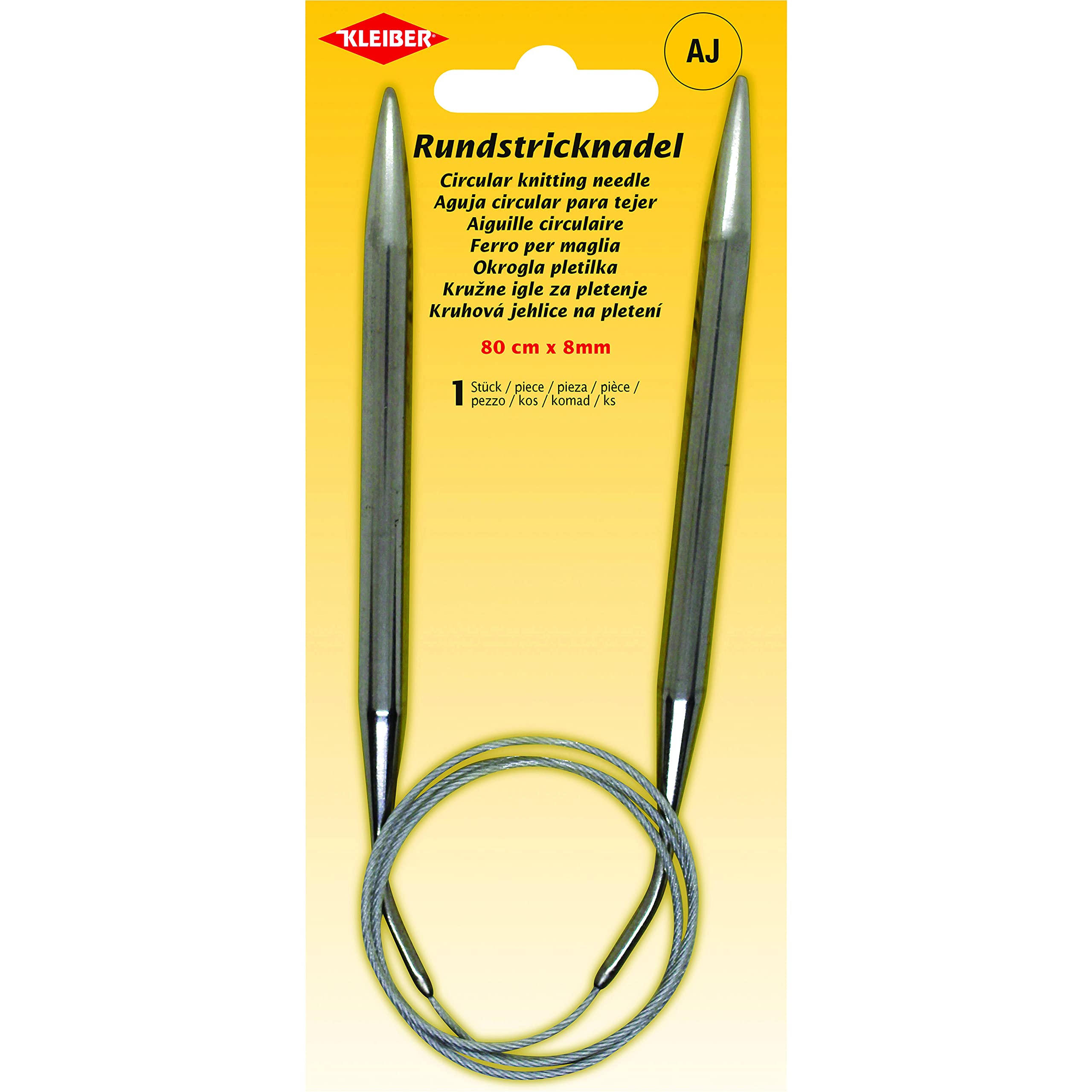 Kleiber + Co. GmbH Circular Knitting Needle, Metal, Gray, 80 cm x 8 mm