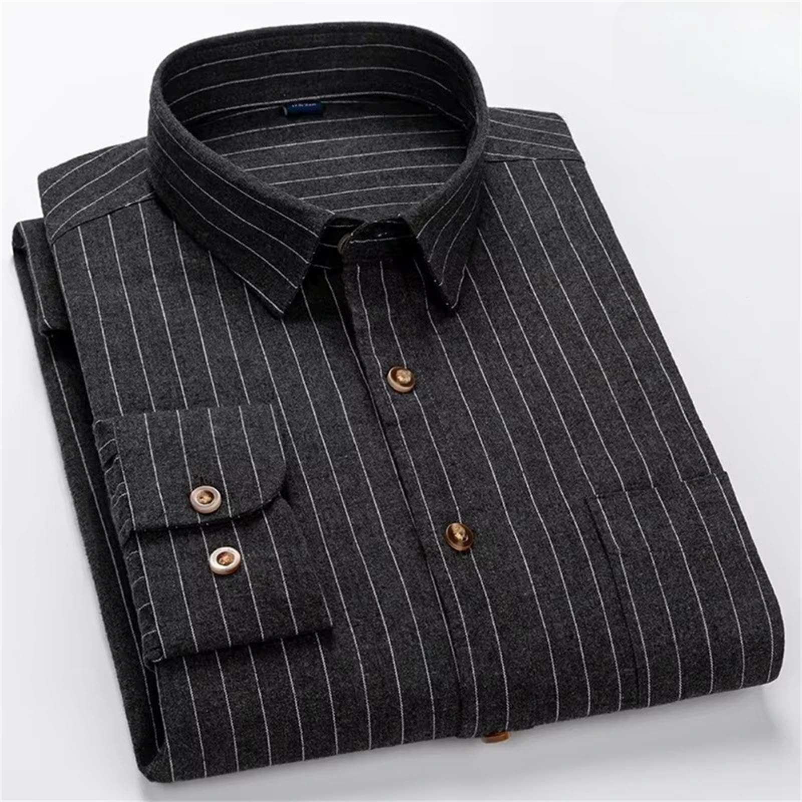 Camisas de manga larga de algodón puro para hombre, ajuste delgado, camisa formal a cuadros, casual, a rayas, ropa de oficina
