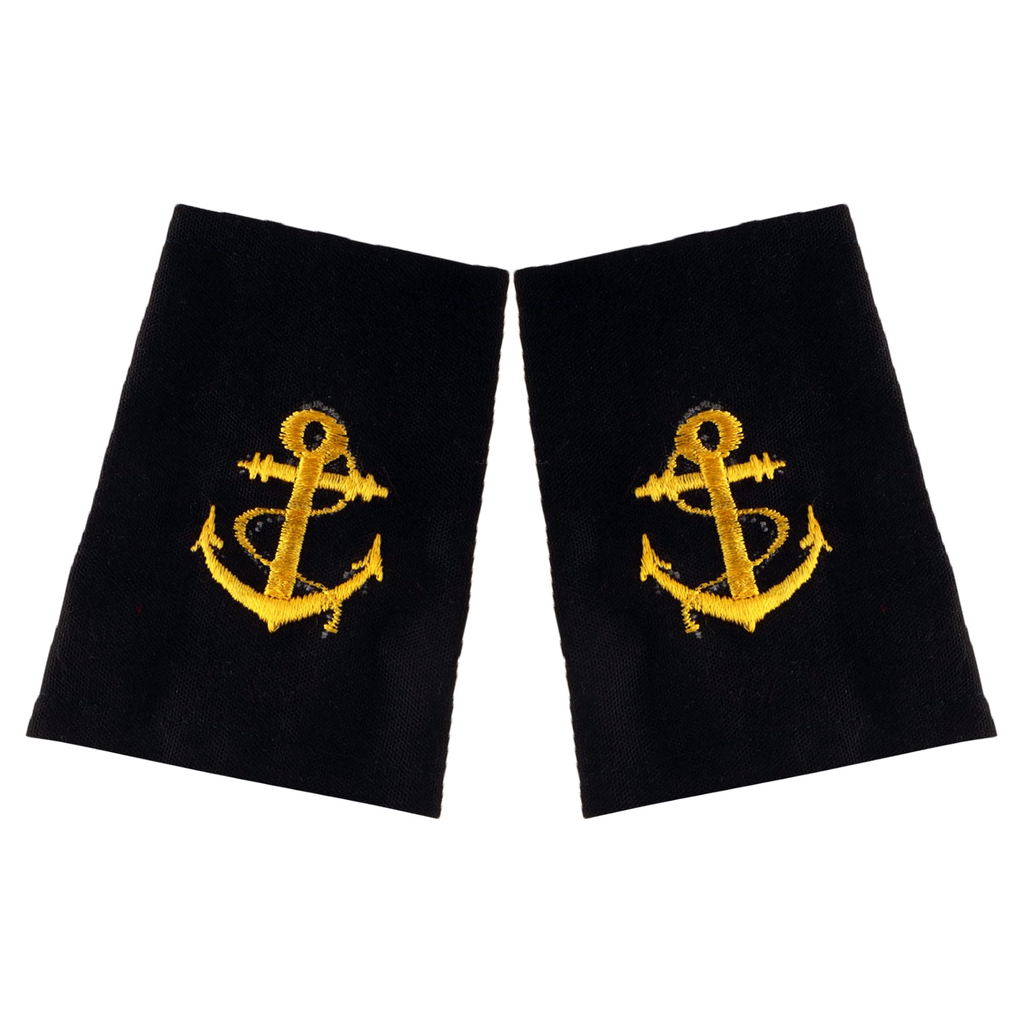 soft epaulettes with anchor logo | uniform accessory | professional emblem | sturdy & washable gold & black shoulder insignia | unisex epaulet for merchant navy deck cadet | set 2