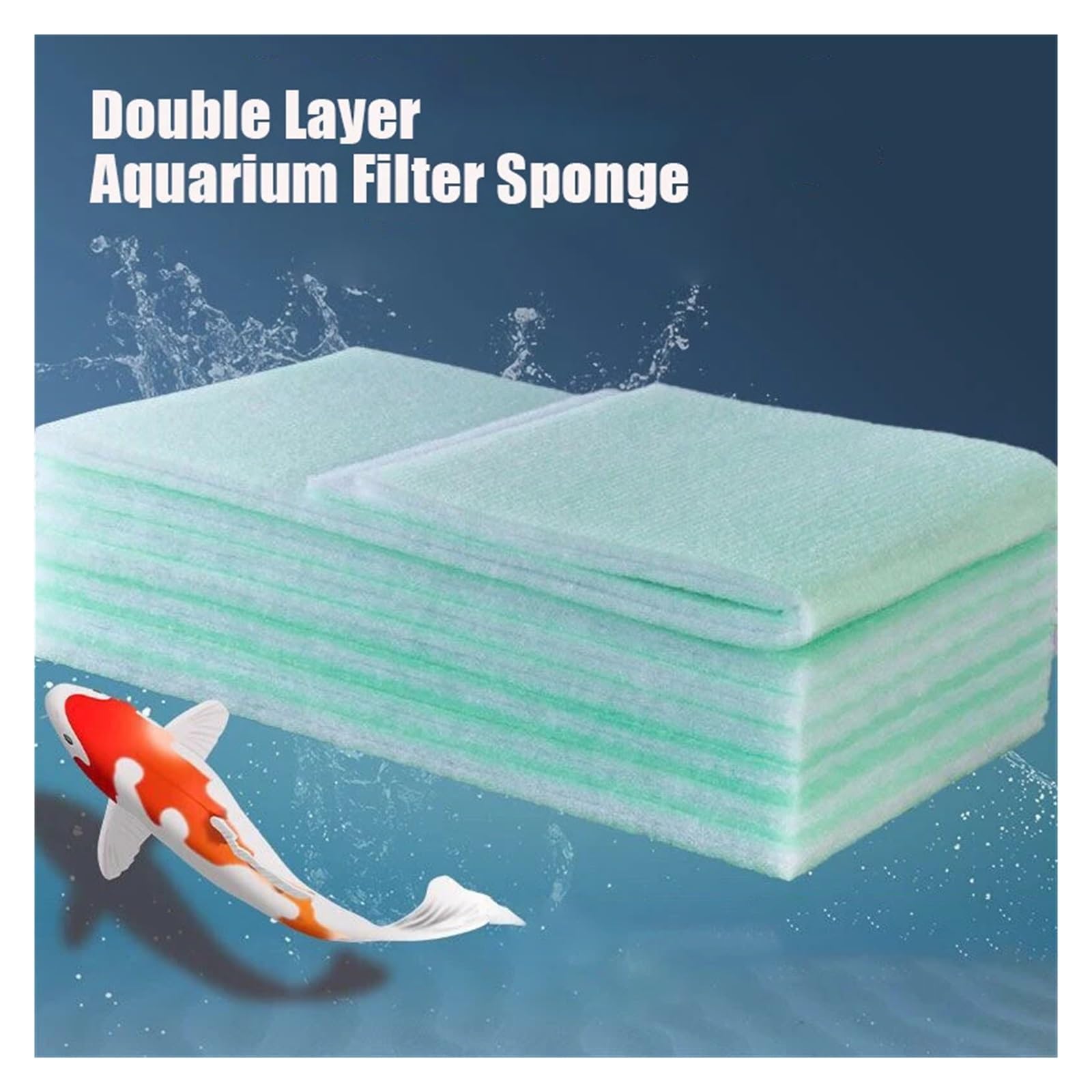 Esponja de Filtro Acuario Doble Capa: Medios bioquímicos for peceras(5pcs,120x30x0.8cm)