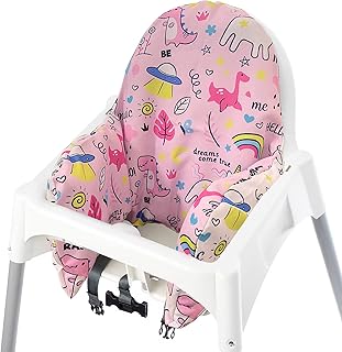 High Chair Cushion with Cover for IKEA Antilop High Chair, MISSEIAR Wooden High Chair Pad Pillow, Cushion Insert for Replacement, Built-in Inflatable Cushion (Pink)