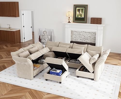 Miniatura 8 de LLappuil Reposabrazos/respaldo para sofá modular modular, personaliza sofás con ángulo ajustable, color caqui Tool Free Assembly, Flexible Layouts