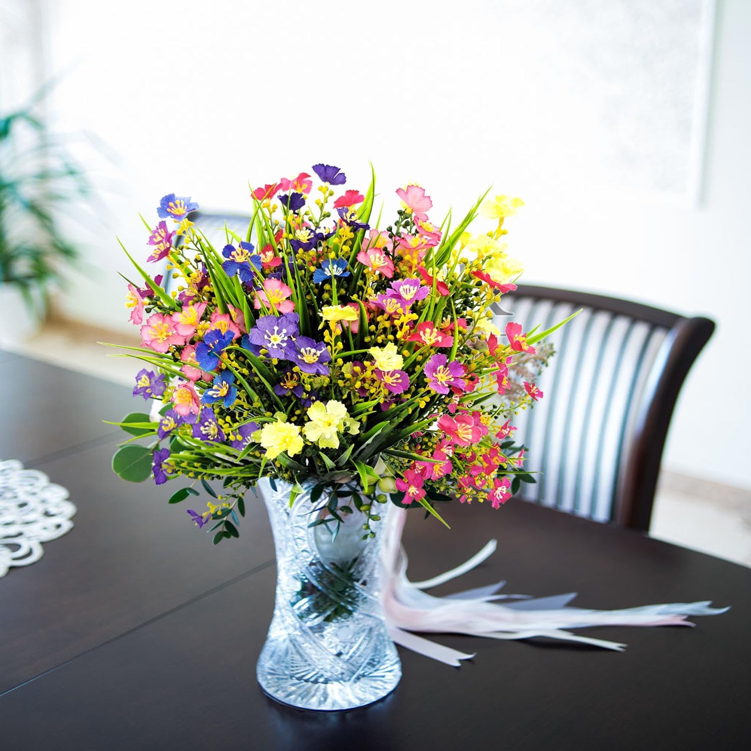 6 Bundles Artificial Flowers Outdoors UV Resistant Fake Plants Outside Faux Plastic Silk Floral for Home Indoor Porch Boxes Garden Decoration (Multicolor) (6) - Image 6