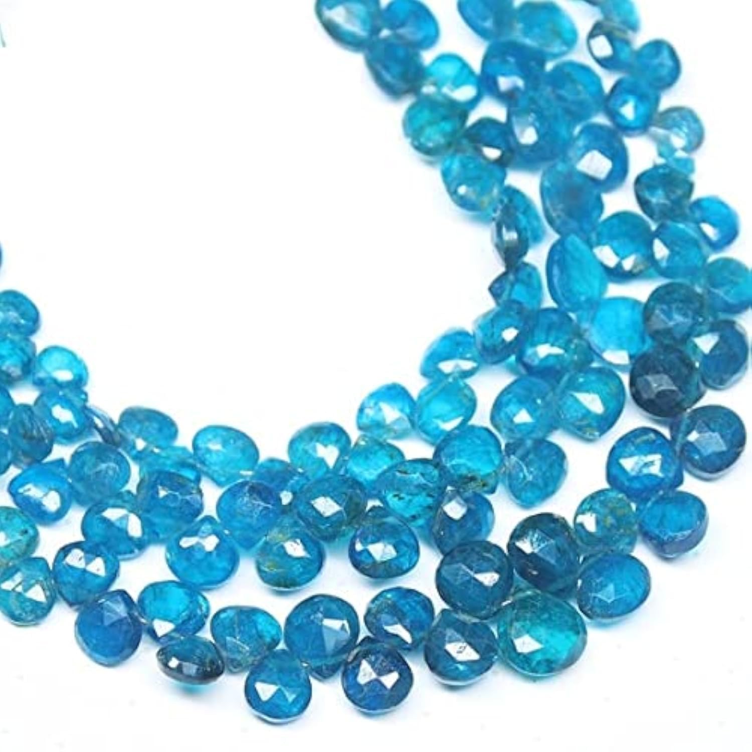 Apatite bleue néon en forme de cœur perles pour création de bijoux artisanaux de 8 pouces