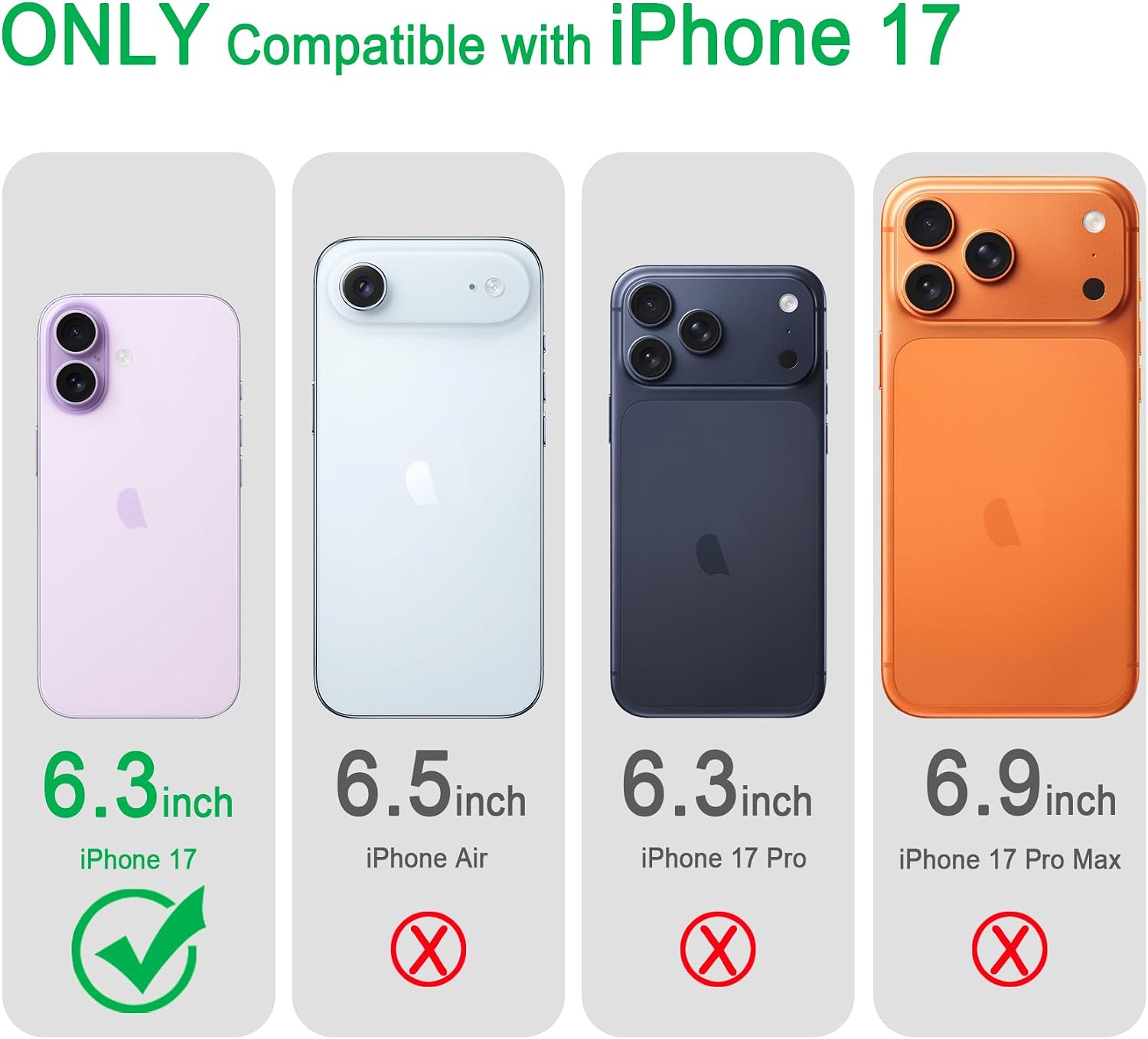 Designed for iPhone 17 Case, Dual Layer Heavy Duty Shockproof Protective Phone Cases Cover, Military Grade Drop Protection, White