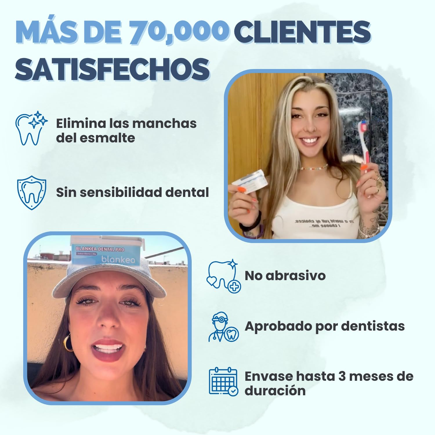 Blankea Polvo Blanqueador Dental Profesional - Pasta de Dientes Blanqueante - Blanqueamiento Dental en Casa - Elimina las Manchas de Café, Té, Vino, Sarro y Placa Dental (40 g (1 caja))