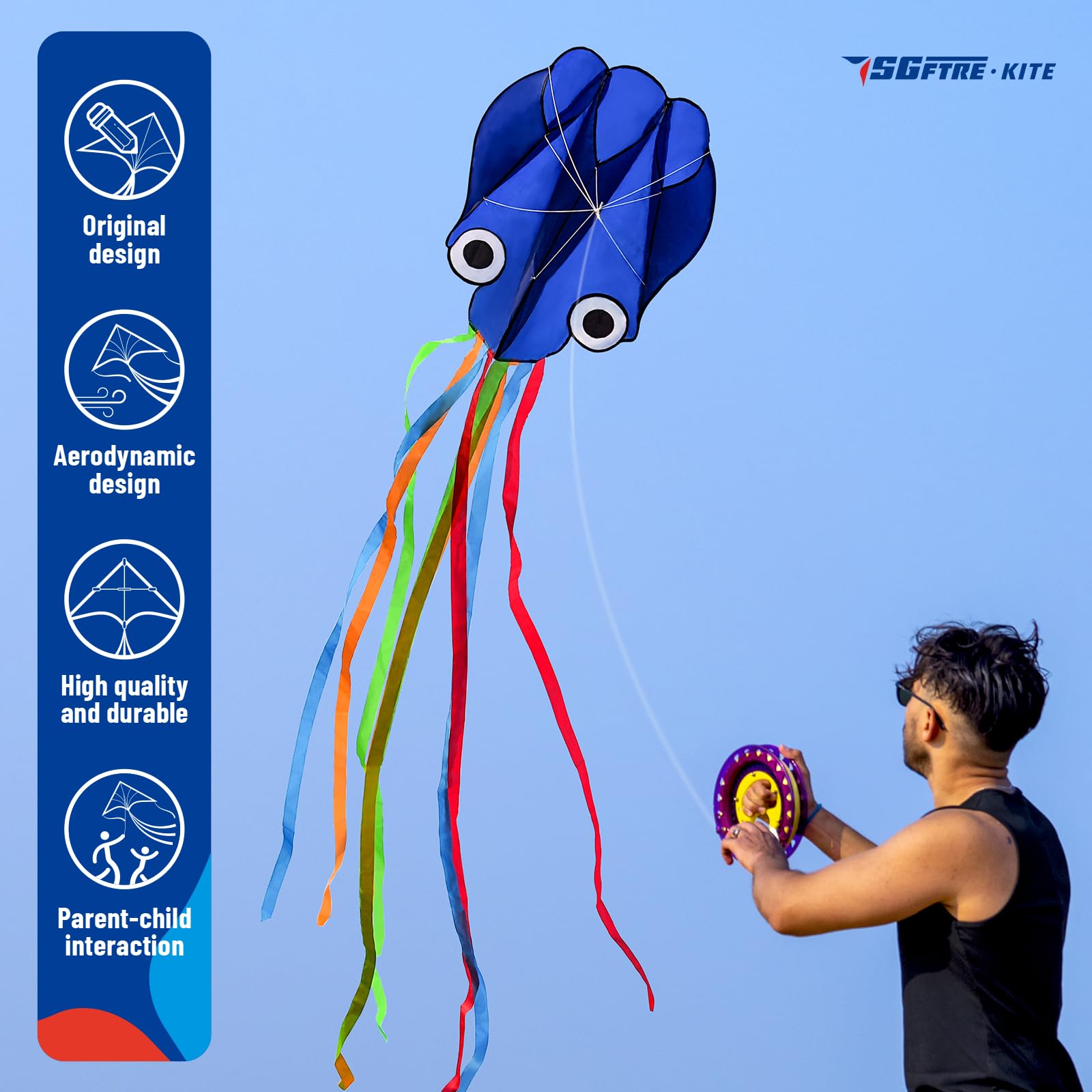 SGftre Lot de 3 cerfs-volants papillon Delta Octopus pour enfants et adultes, facile à voler pour adultes et enfants