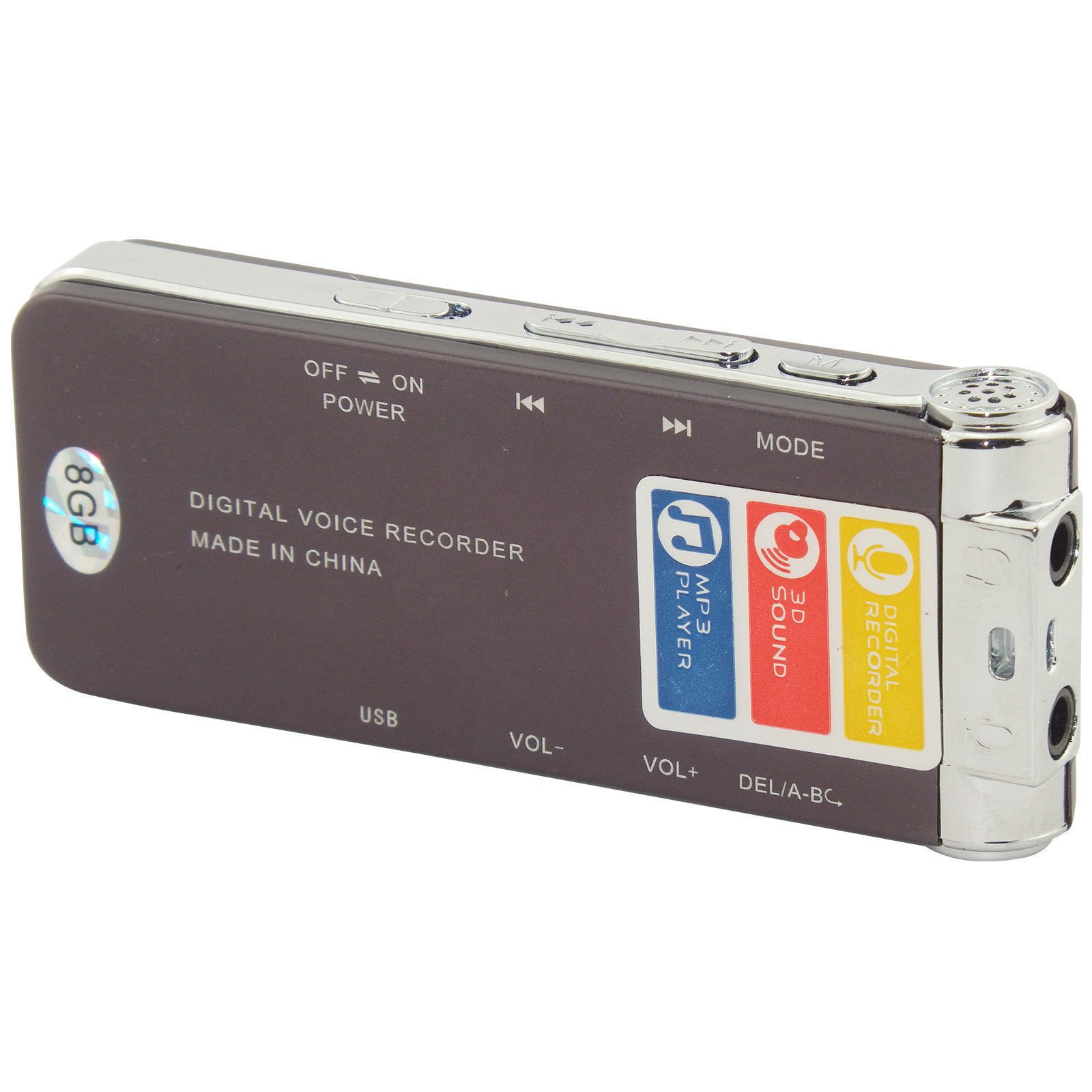COOLEAD Dictaphone professionnel USB 8 Go avec lecteur MP3, enregistreur vocal portable avec double microphone sensible et haut-parleur intégré dictaphone avec lecteur MP3