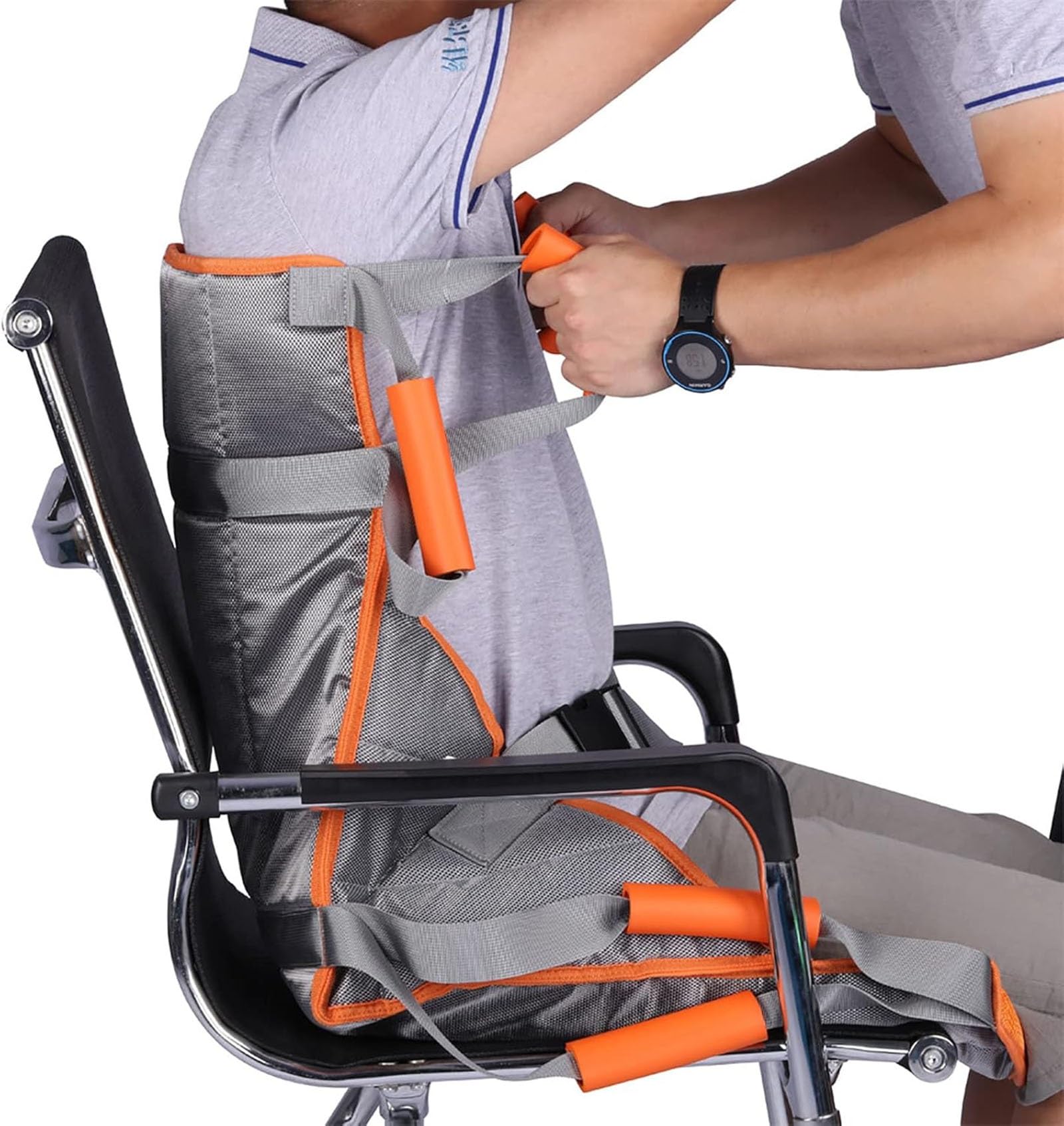 Silla elevadora de transferencia para pacientes, cojín de asiento con arnés de transferencia para sillas de ruedas para subir escaleras, con 8 asas, arnés de elevación duradero para ancianos, person