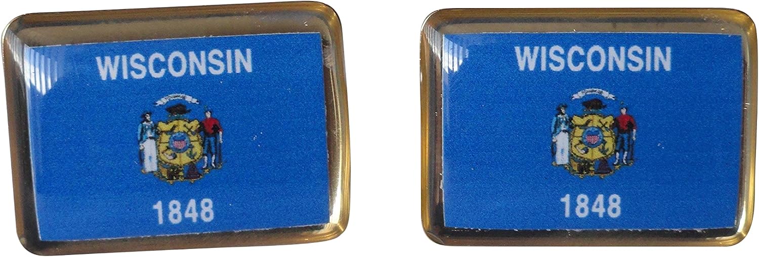 Wisconsin State Flag Cufflinks, Lapel Pins, Tie Bars, Earrings, Jewelry and Accessories