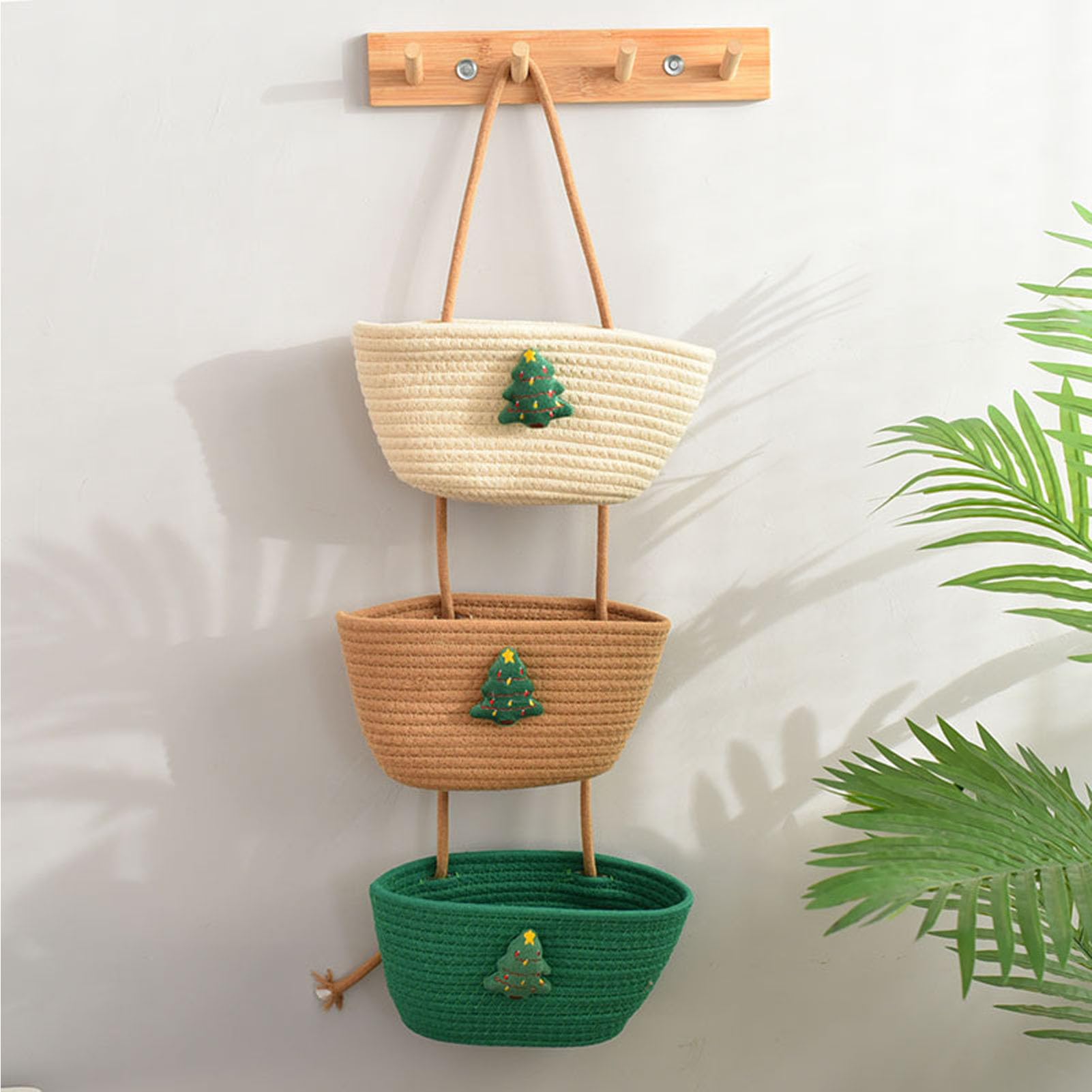 Panier de rangement suspendu 3 niveaux coton pour maison