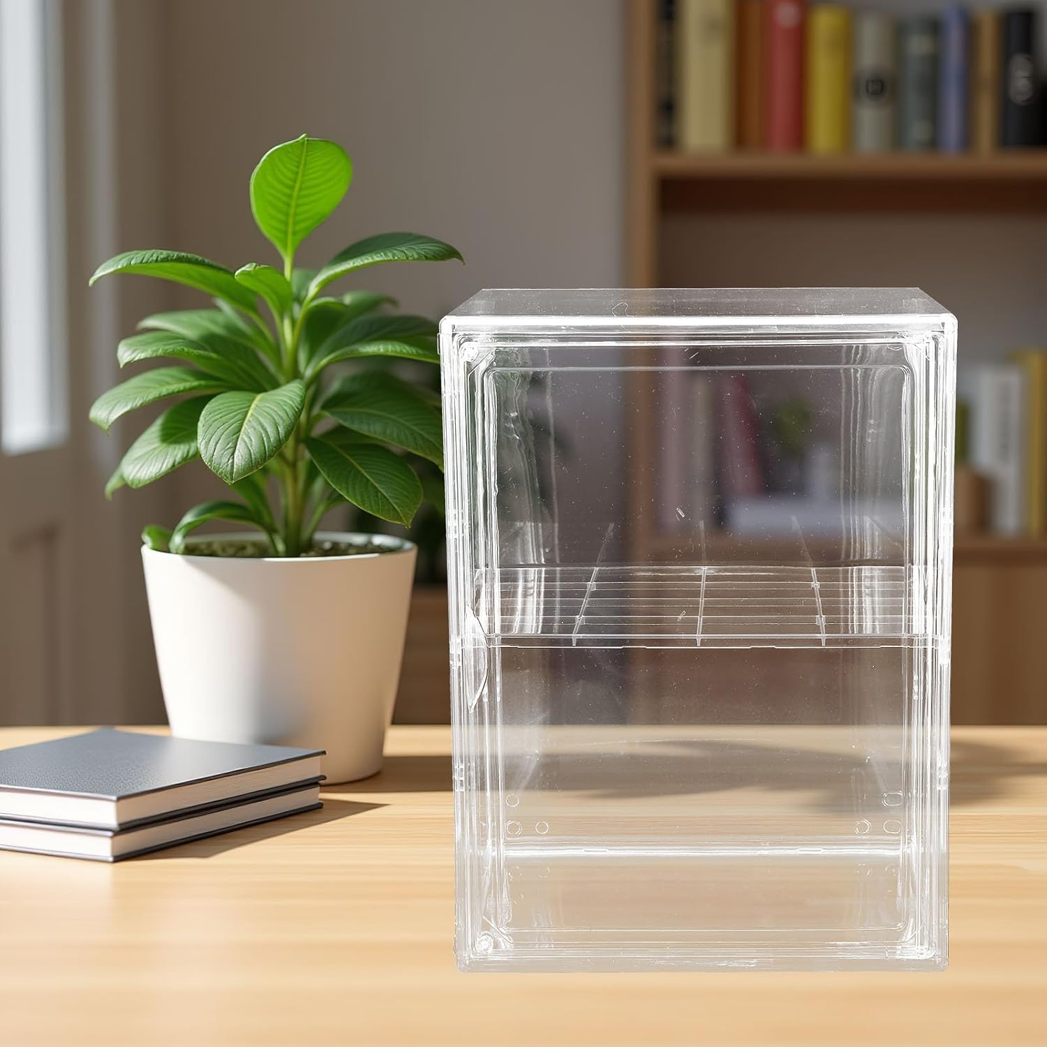 Acrylic Figures Display Box: 2 Layer Clear Action Figures Case with Plate - Stackable Display Cabinets - Organizer for Collectibles 36x27x22cm/14.2x10.6x8.7''
