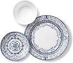 Corelle Portofino Round Dinnerware Set for 6 | Service for 6, 18 Piece Set | Easy-to-Clean Plates and Bowls | Proudly Made in The USA | Triple Layer Strong Glass is Resistant to Chips and Cracks