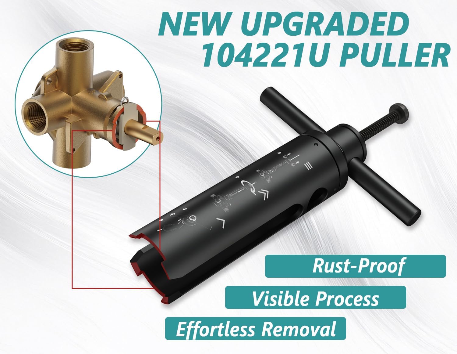 Upgraded Enhanced 104421U Cartridge Puller Tool Replacement for Moen 1200,1222,1225 Series One-Handle Posi-Temp Pressure Balanced Tub/Shower Faucet Rough-in Valve Cartridge Removal Tool