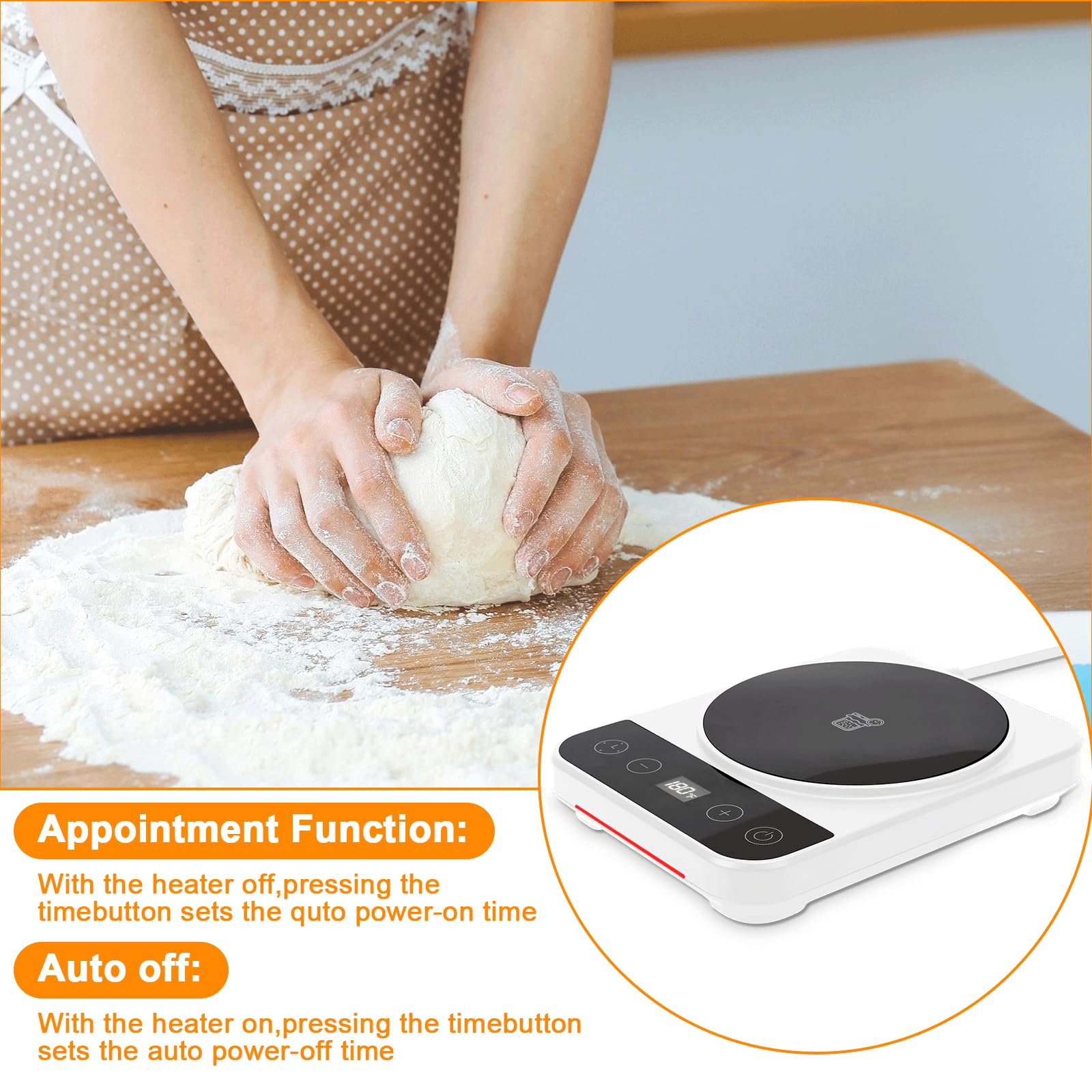 Chauffe Levain,Outils de Cuisson du Pain 70-100 °F, Tapis Chauffant pour Levain avec Minuterie 12H & Fonction Mémoire, Contrôle Précis de La Température 1 °C, Pour la Pâtisserie Maison