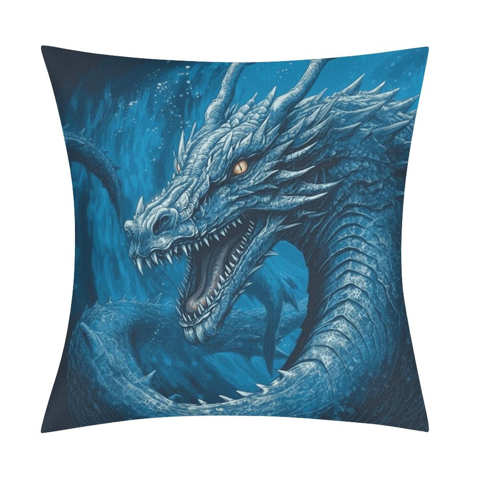 Fodpand Style Dragon Cool Blue Pillow Covers 18X18 Inch, Pillow Cases Boho Farmhouse, Throw Pillow Covers For Couch Sofa Bed Spring Home Decor