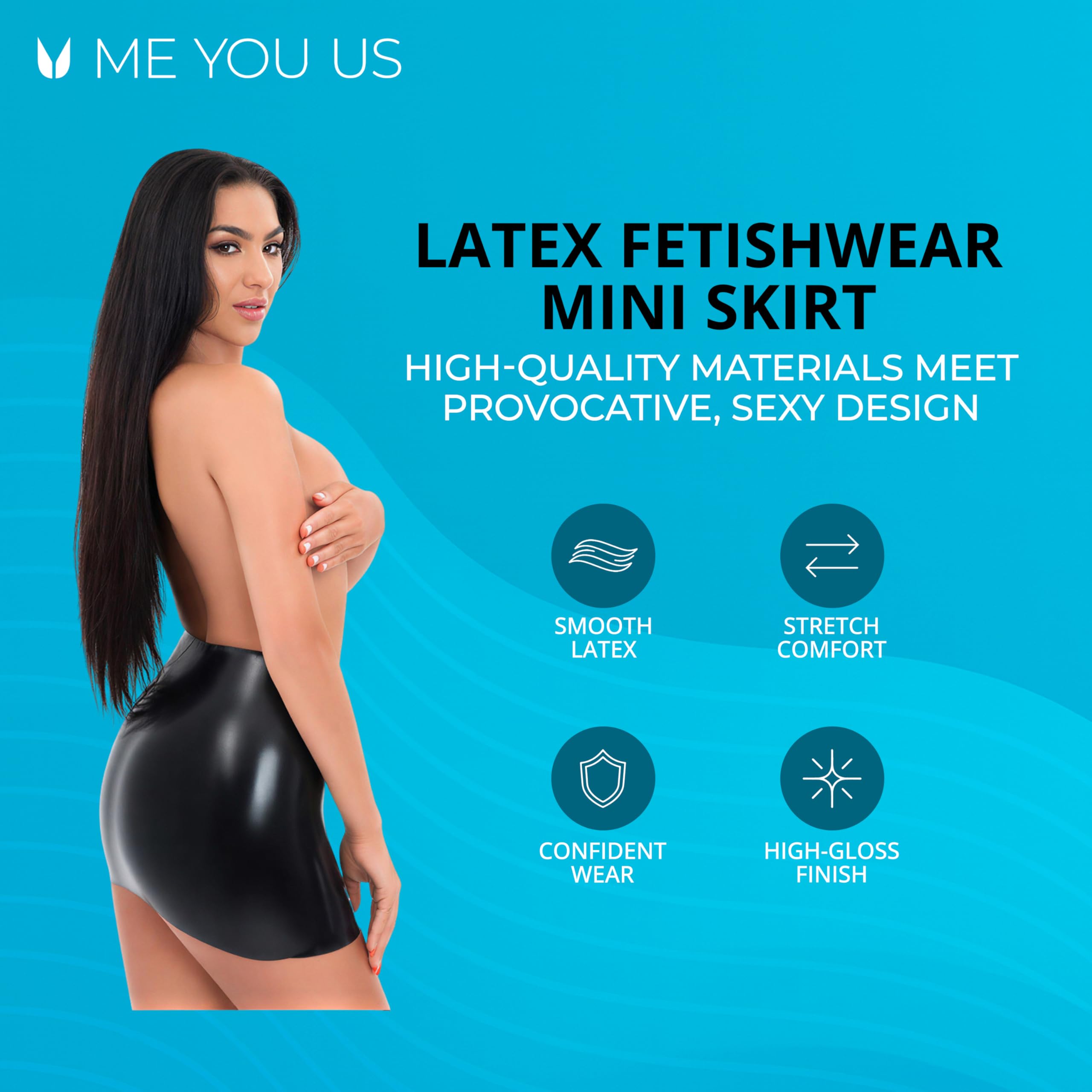 ME YOU US - Mini jupe en latex – Tenue fétiche en latex – Noir (S (36-38))