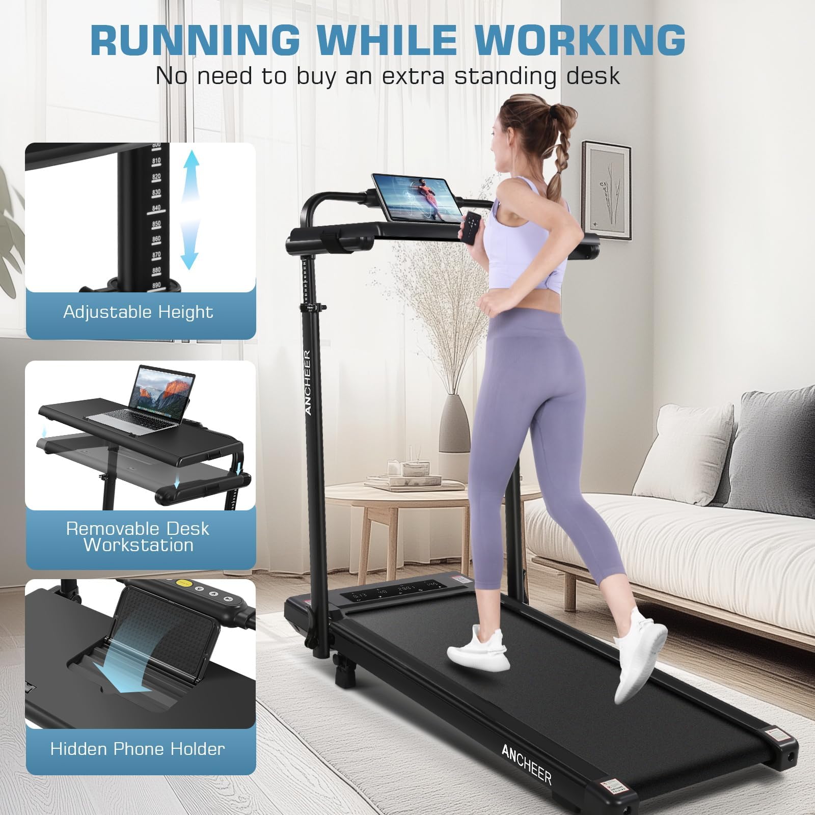 YESOUL Treadmill for Seniors with Long Handrails, Emergency Stop Button thumbnail 9