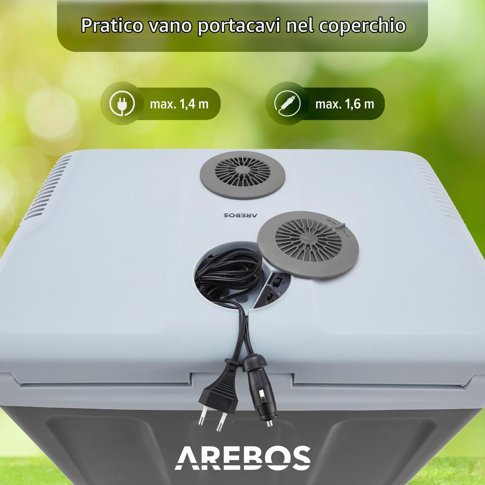 Arebos Borsa frigo da 40 Litri | per Raffreddare e Mantenere al Caldo | Mini Frigo per Auto, Camion, Barca e Camper | con modalità Eco |12/230 V e Presa | Frigoriferi Portatile Elettrico | Antracite