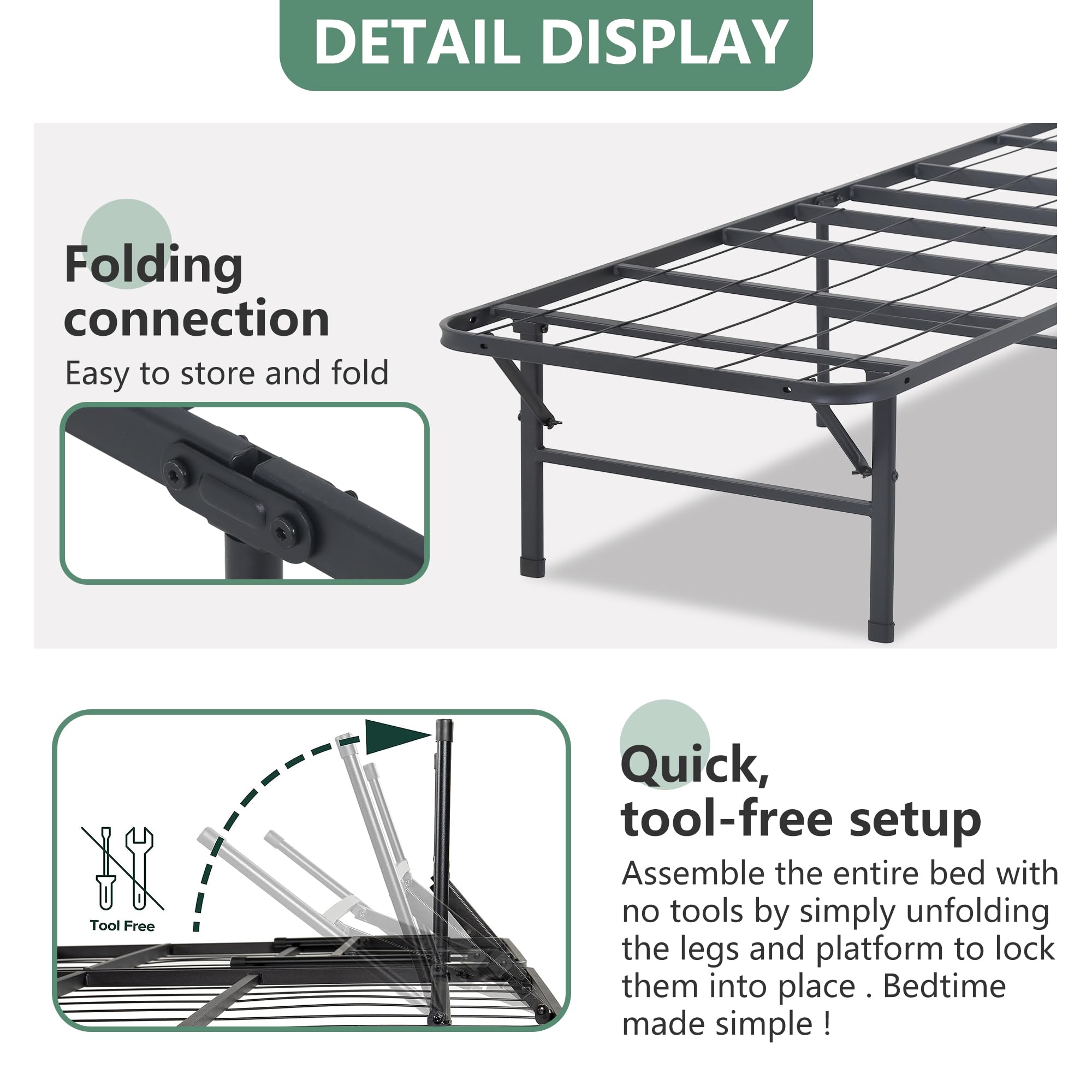 Snapklik.com : PayLessHere 14 Inch Metal Bed Frame Folding Bed Frame ...