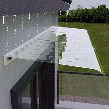 Modern Front Door Canopy,Window Awning,Outdoor Polycarbonate Cover,Impact Resistant 441lbs Outdoor Canopy,UV Rain Snow Sunlight Protection Patio Awning,Invisible Canopy Clear,24"x51"