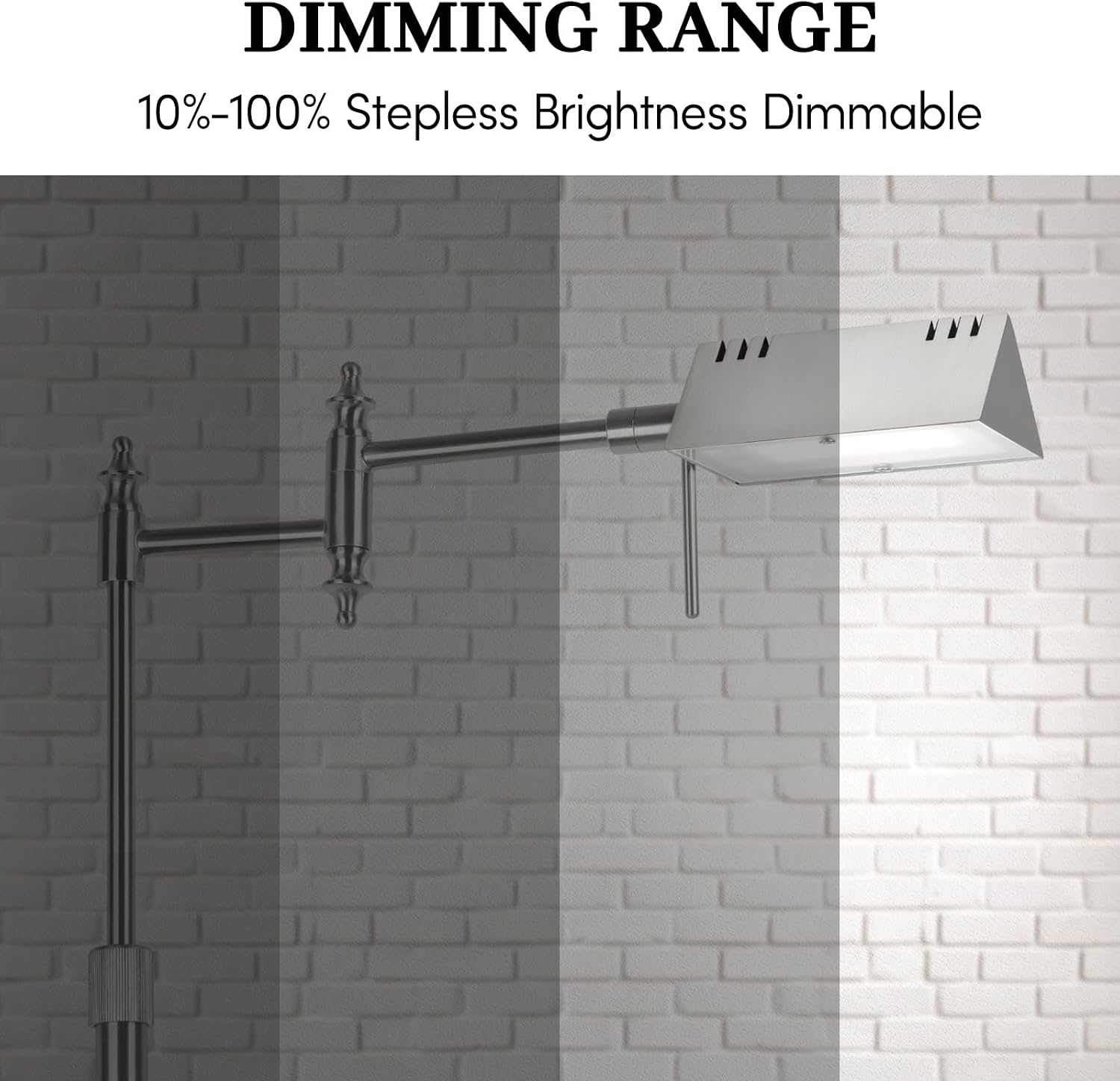 Bairth Brushed Nickel Reading Floor Lamp,Rotatable Pharmacy Standing Lamp image 3