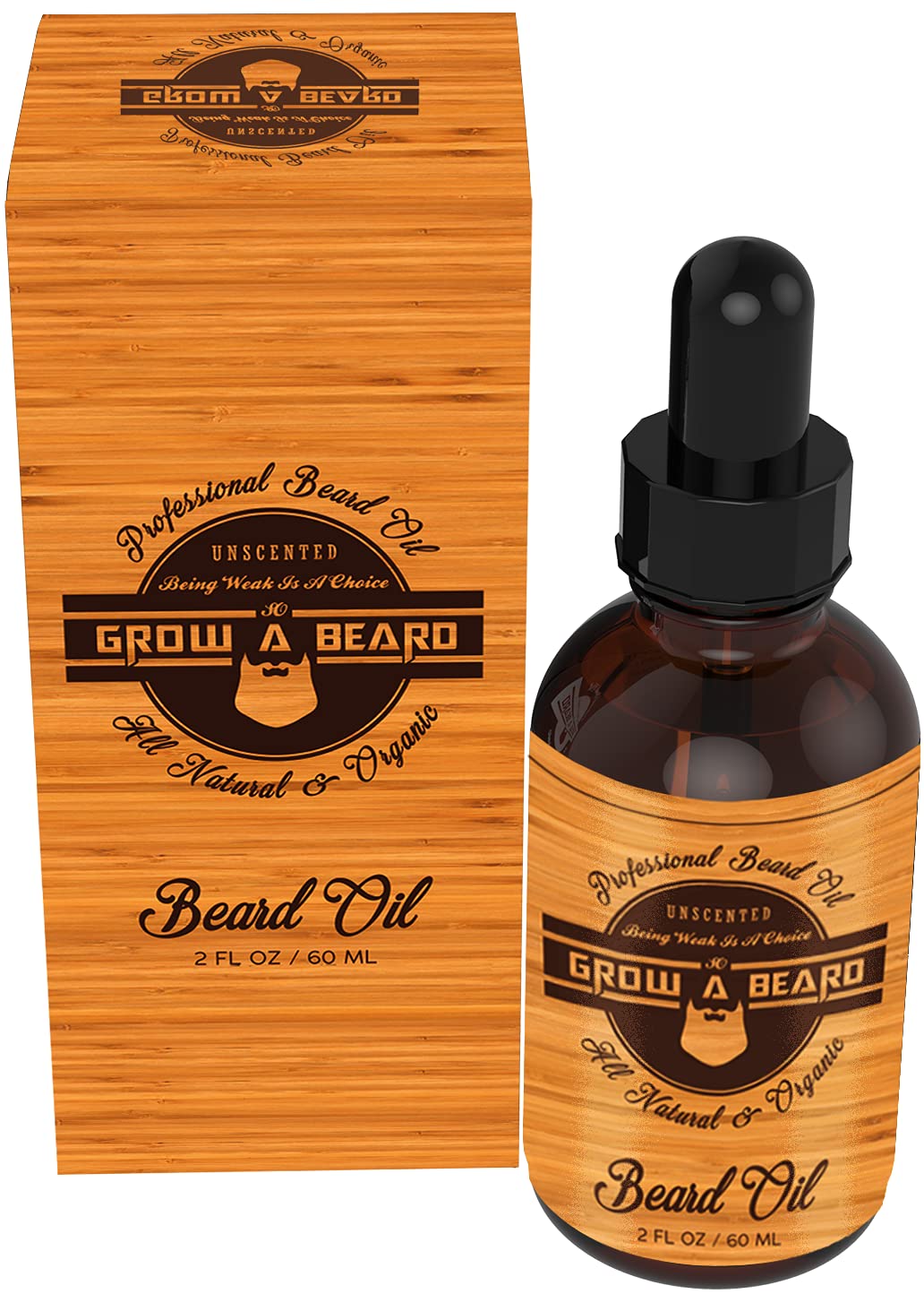 Beard Oil For Men Unscented [Upgraded 2oz], Natural Moisture & Softener From Jojoba & Argan Oils Non Greasy, Mens Beard Growth Oil for Styling, Black Mustache, Father Husband Son Gift