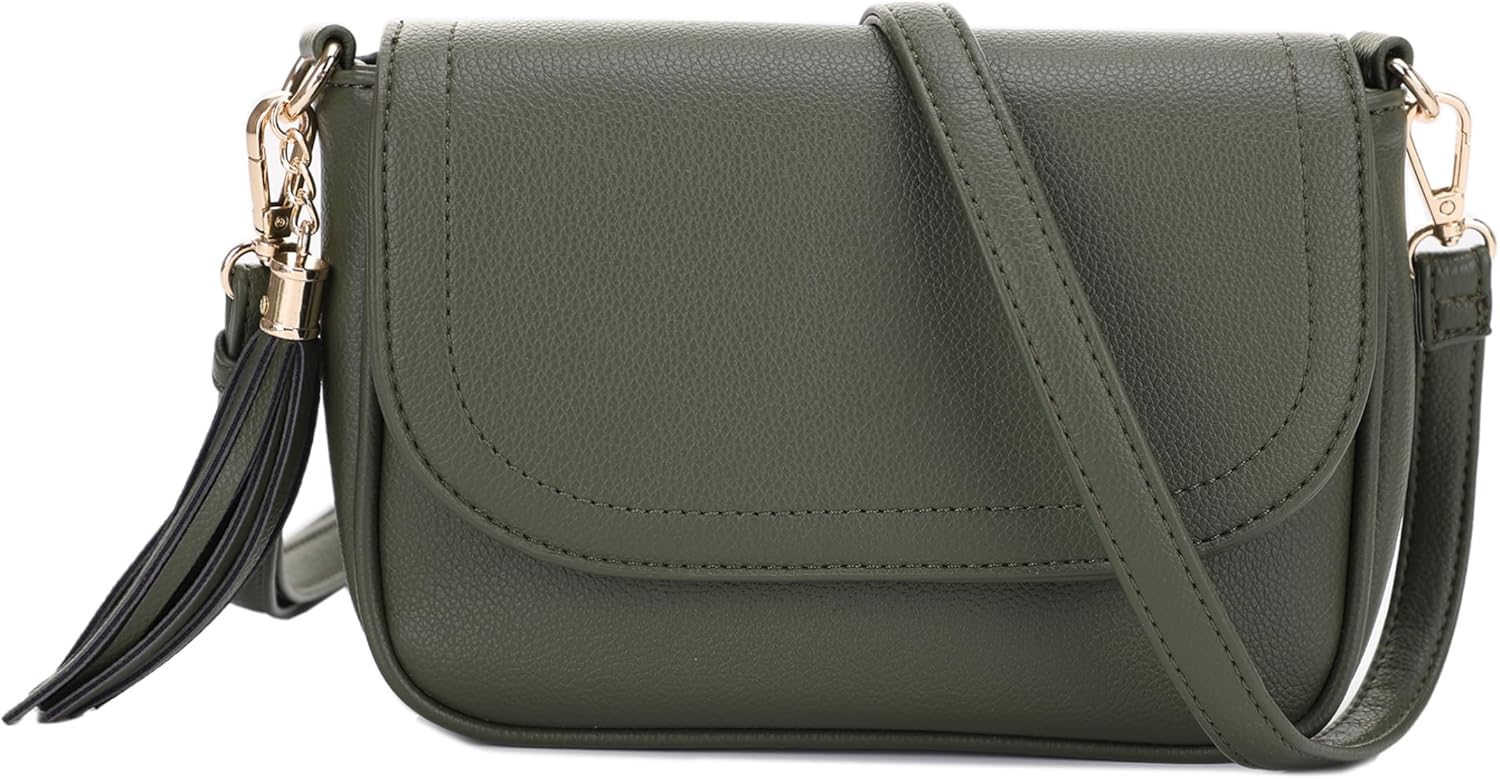 EVVE Small Crossbody Bags for Women Trendy Flap Saddle Purses with Tassel Vegan leather Shoulder bag | Small, Trendy, Flap, Purses, with Tassel, Small