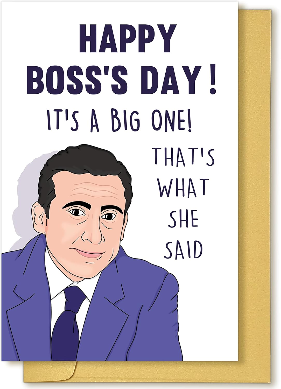 Funny Office Themed Boss Day Card, Michael Scott Happy