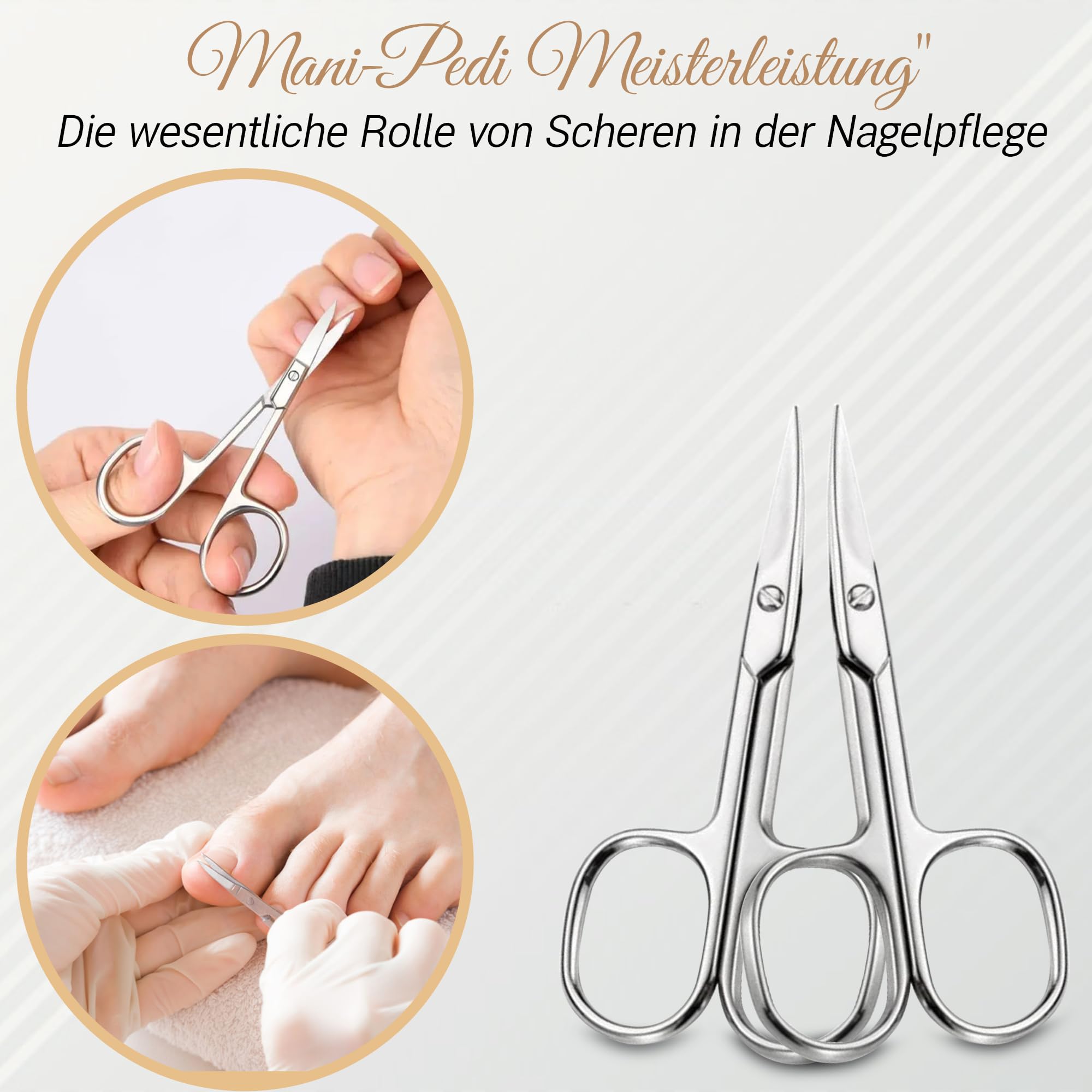 Nagelhautschere Aus Edelstahl - Gebogene Spitze Für Präzise Maniküre & Pediküre