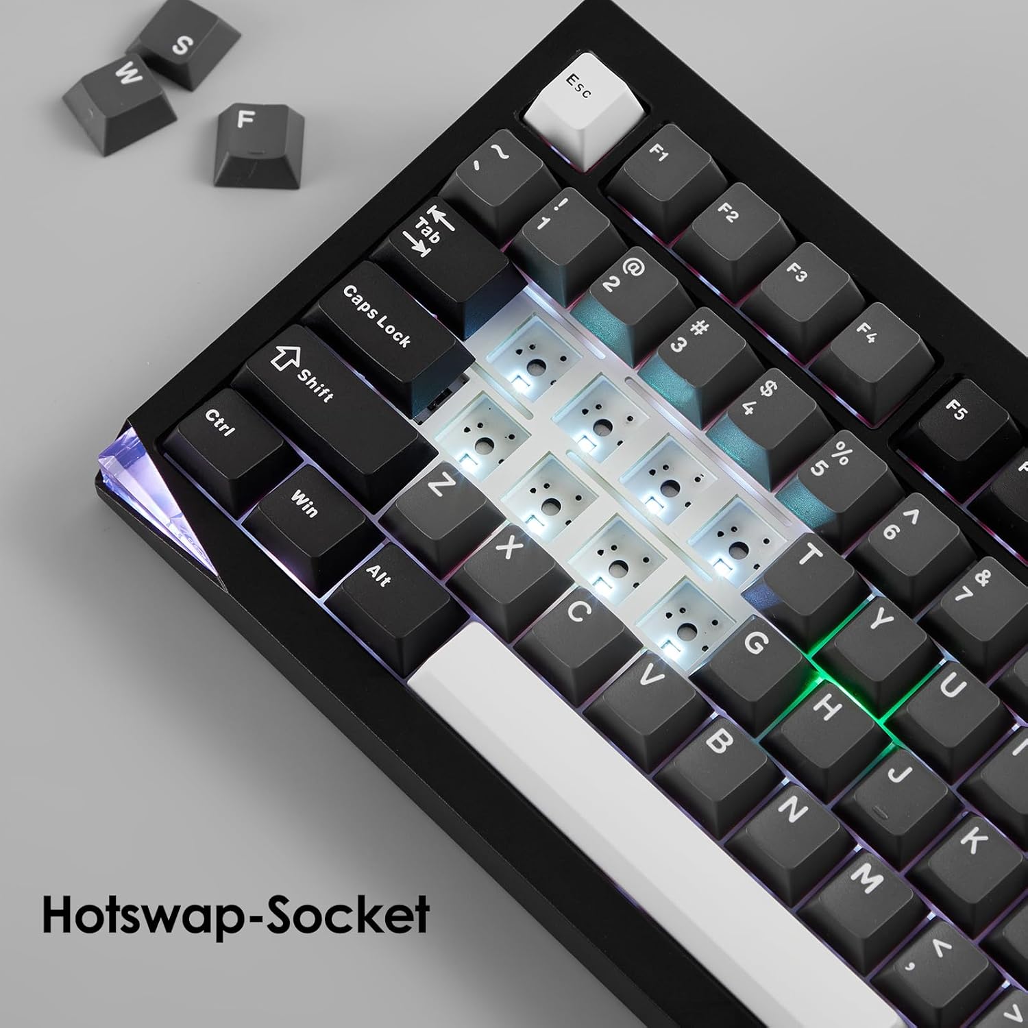 Akko Mineral 01 QMK/VIA Aluminum Mechanical Keyboard Tri-Mode RGB Hot-swappable Wireless Gaming Keyboard,Black and Silver, Pre-lubed Mirror Switch