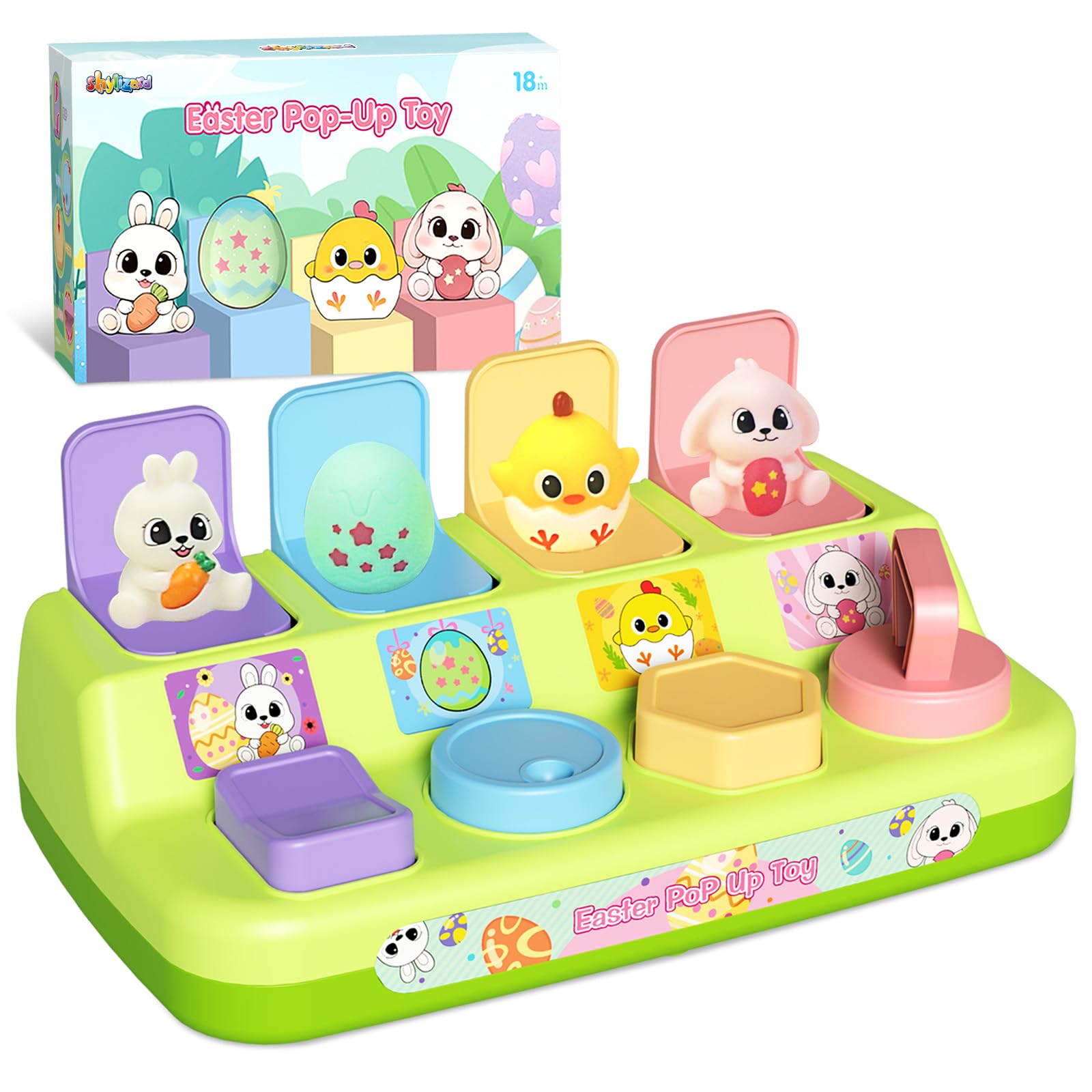 Easter Pop Up Toys for Toddlers, Toddler Toys for Easter Bakset Stuffers, Early Educational Toys, Interactive Pop Up Easter Toys, Easter Toddler Toys for Boys and Girls Age 18+ Months