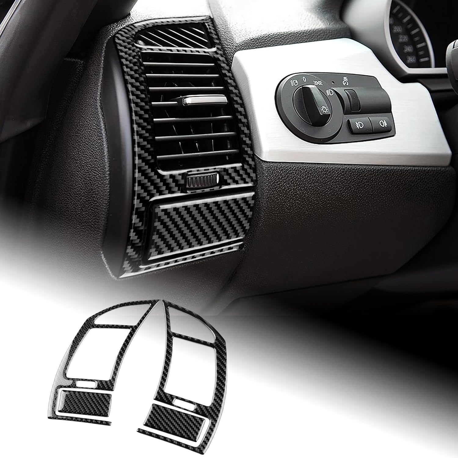 AIRSPEED Carbon Fiber for BMW Z4 E85 E86 2003 2004 2005 2006 2007 2008 Car Dashboard Side Air Vent Outlet Cover Center Console Interior Trim Accessories, Black