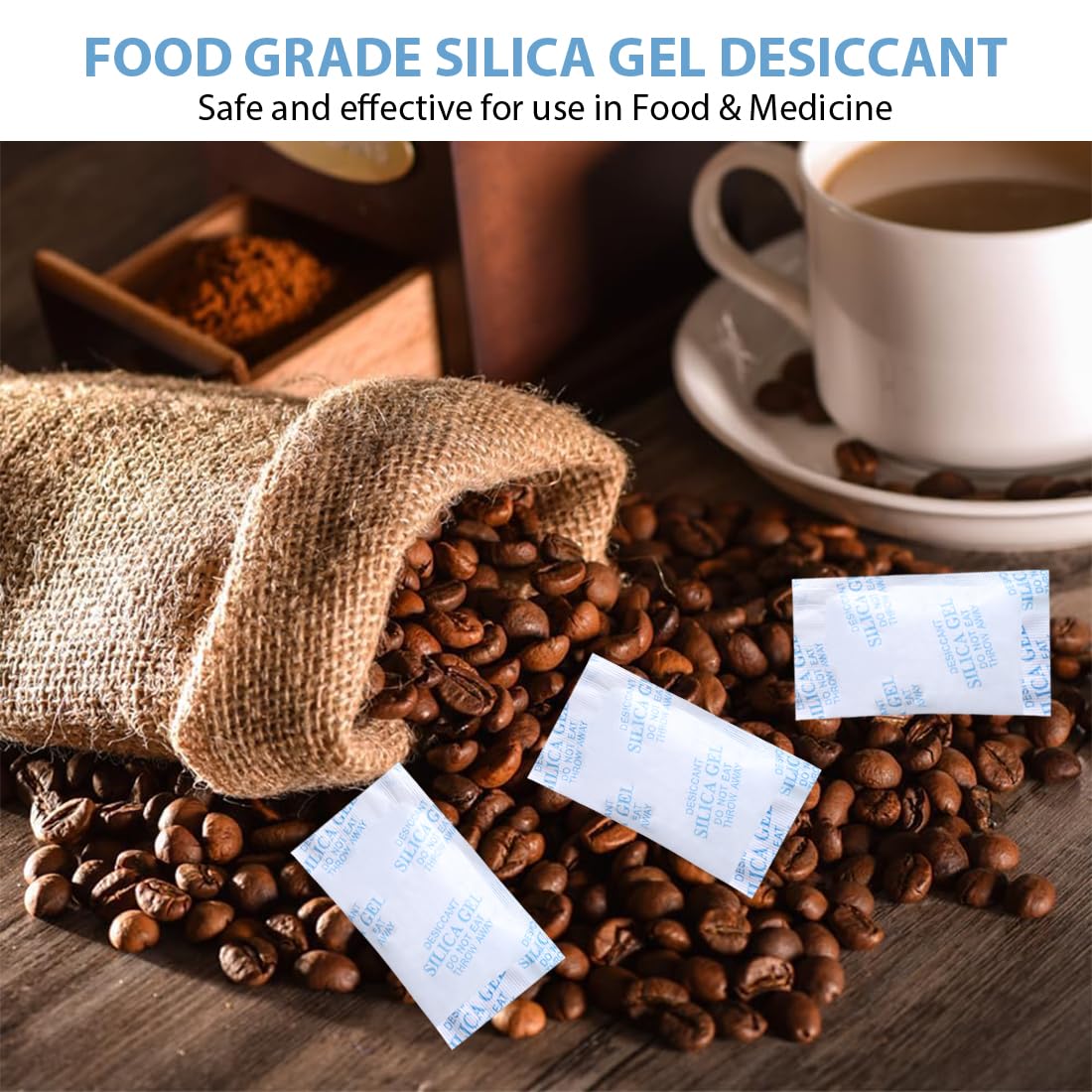 Sacchetti in gel di silica da 50 g, 8 confezioni di gel di silice per alimenti, medicine, prodotti elettronici, ecc