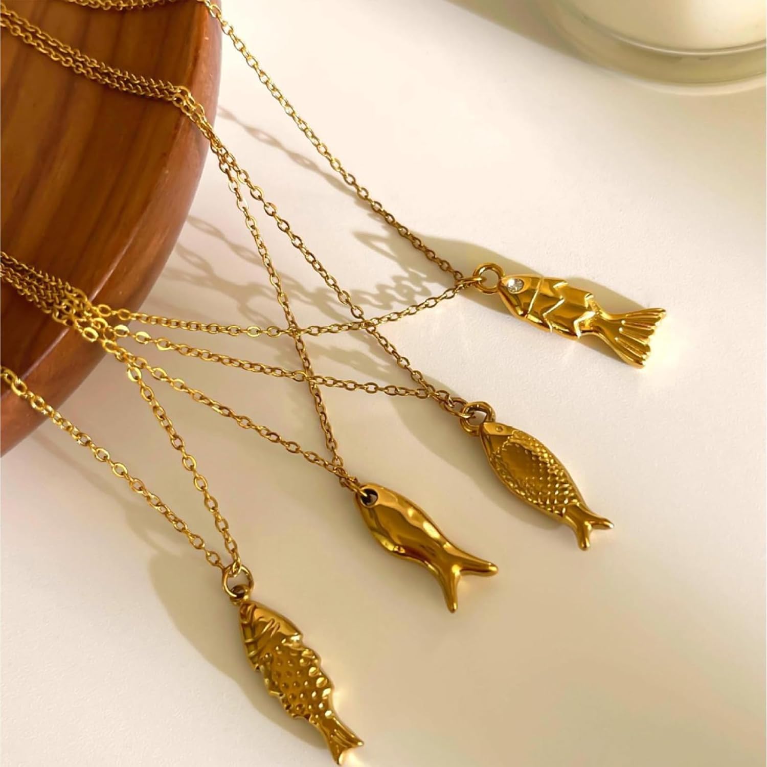 Unique Designs Fish Pendant Necklace Sturdy Stainless Steel Waterproof Jewelry Accessory for Women Party Supplies image 5