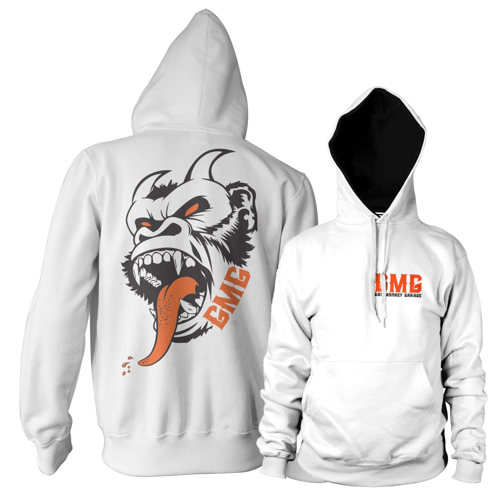 Gas Monkey Garage Officially Licensed Deamon Monkey Hoodie (White), Large