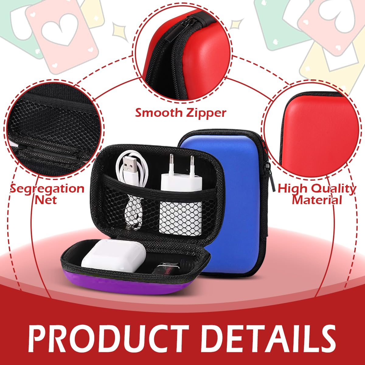QIMMU 4 Pieces Game Card Box, Card Storage Box, Card Cases, Sapphire Blue - Image 3