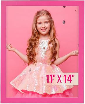 TWING 11x14 Picture Frame Matted to 8x10 with Mat, Pink Poster Wall Mount