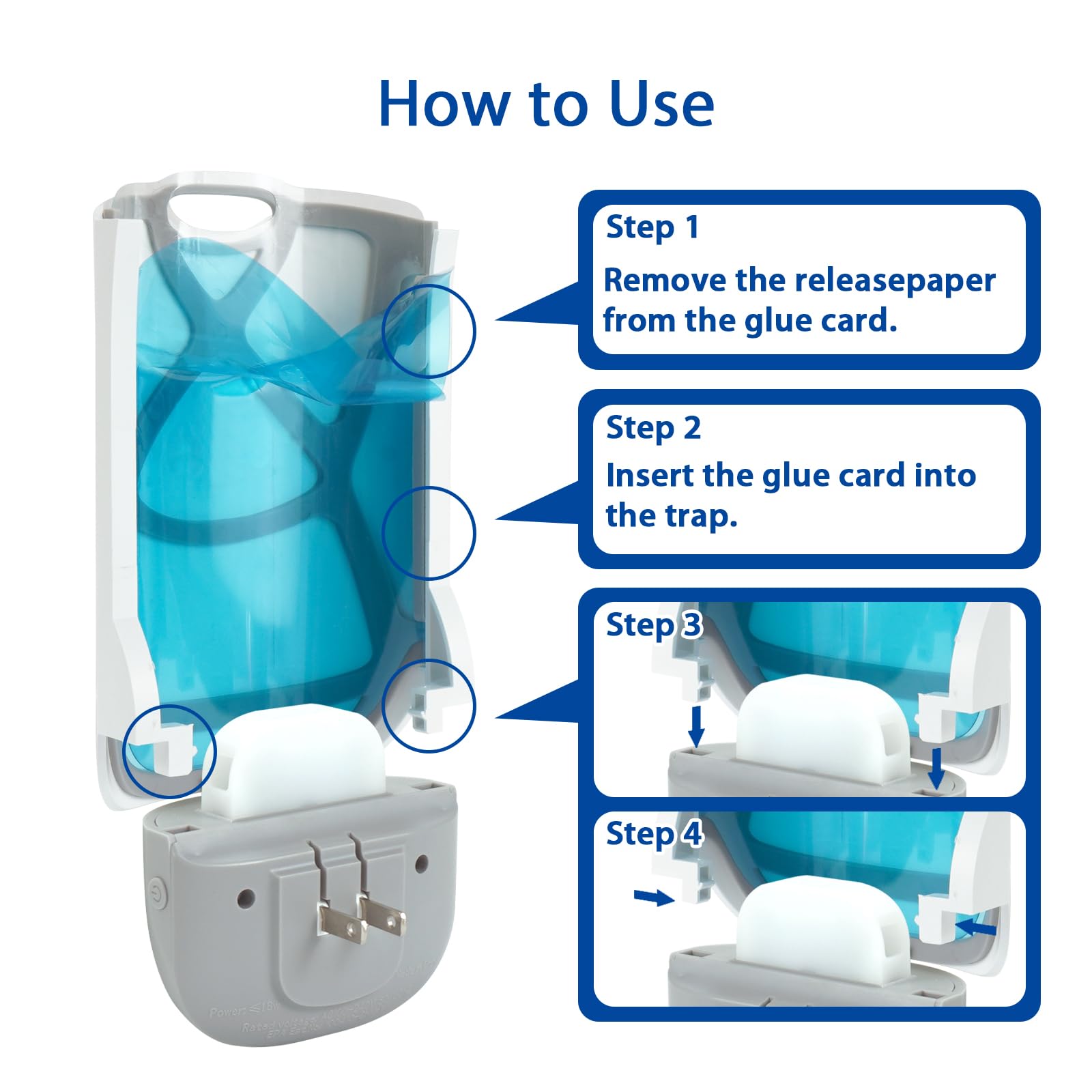 Gideal Fliegende Insektenfalle Innen Plug in Bug Light Catcher Insektenvernichter Mücken Mücken Weiß (2Gerät + 10 Klebekarten)