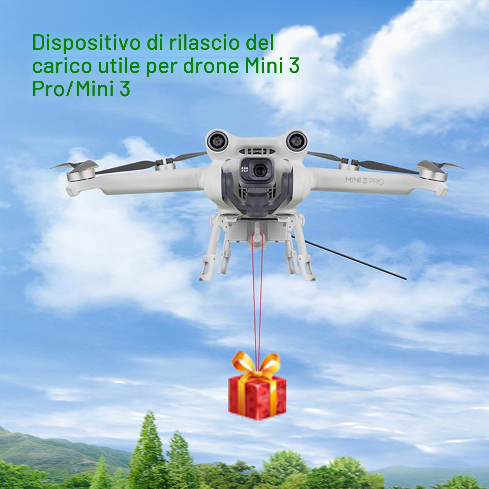 Drohne Airdrop System Universale per DJI Mini 3 Pro/Mini 3 - Compatibile, Capacità di Carico 200g, Distanza di Controllo 1000m, Grigio Chiaro