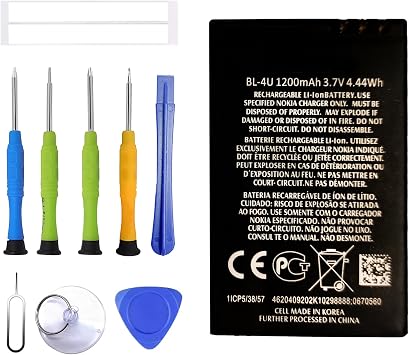 BL-4U Rechargeable Battery Compatible with Nokia E75 66212C 5730 5530 5330 6600I 8800CA 8800GA E66 C5-03 with Tools
