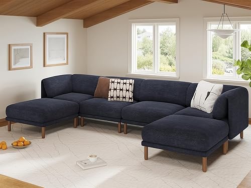 Miniatura 14 de CUGOAO Sofá modular modular, 3 asientos en forma de L, moderno sofá modular de mediados de siglo, sofá modular de asiento profundo, cómodos sofás de